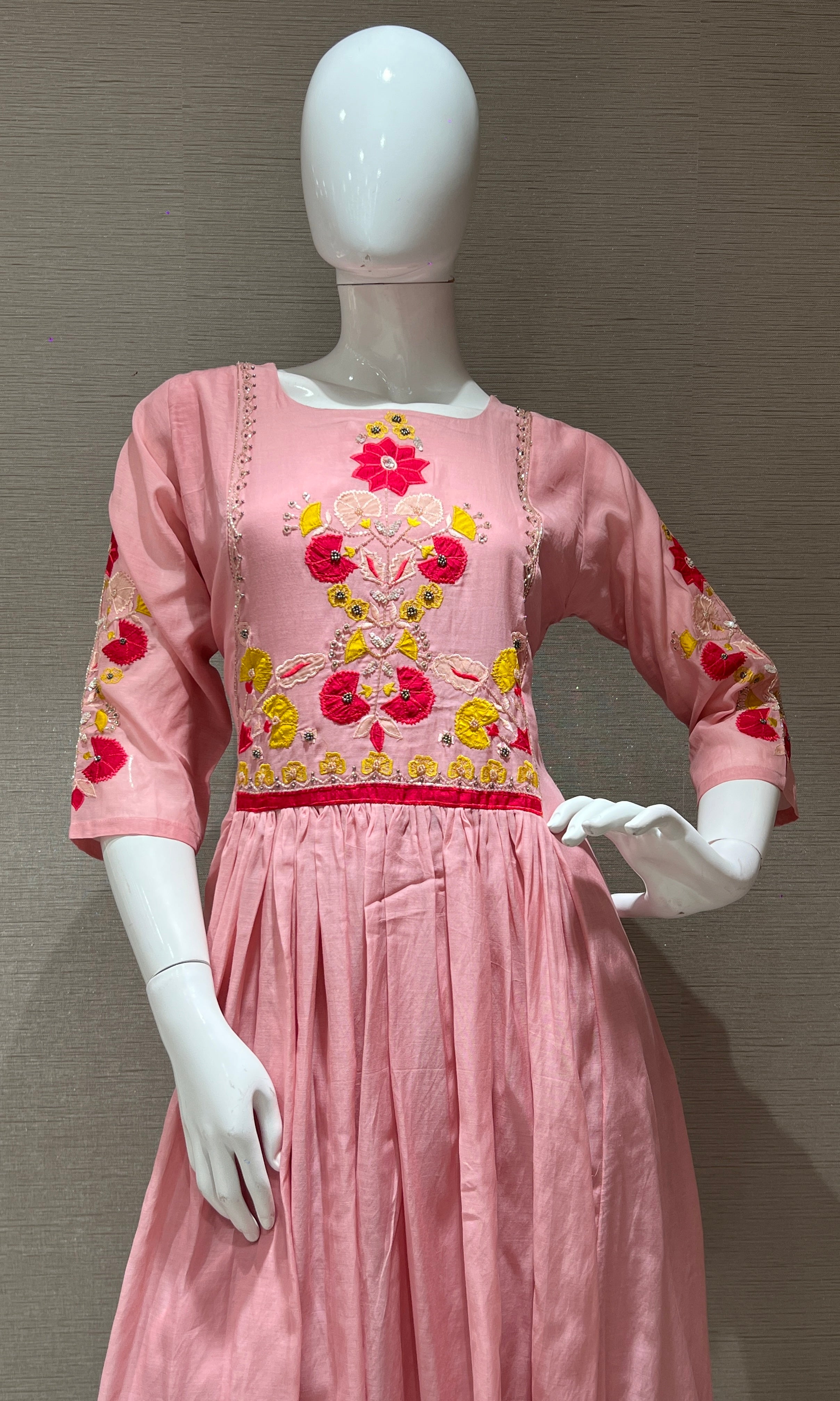 rose pink MUL CHANDERI kurta set