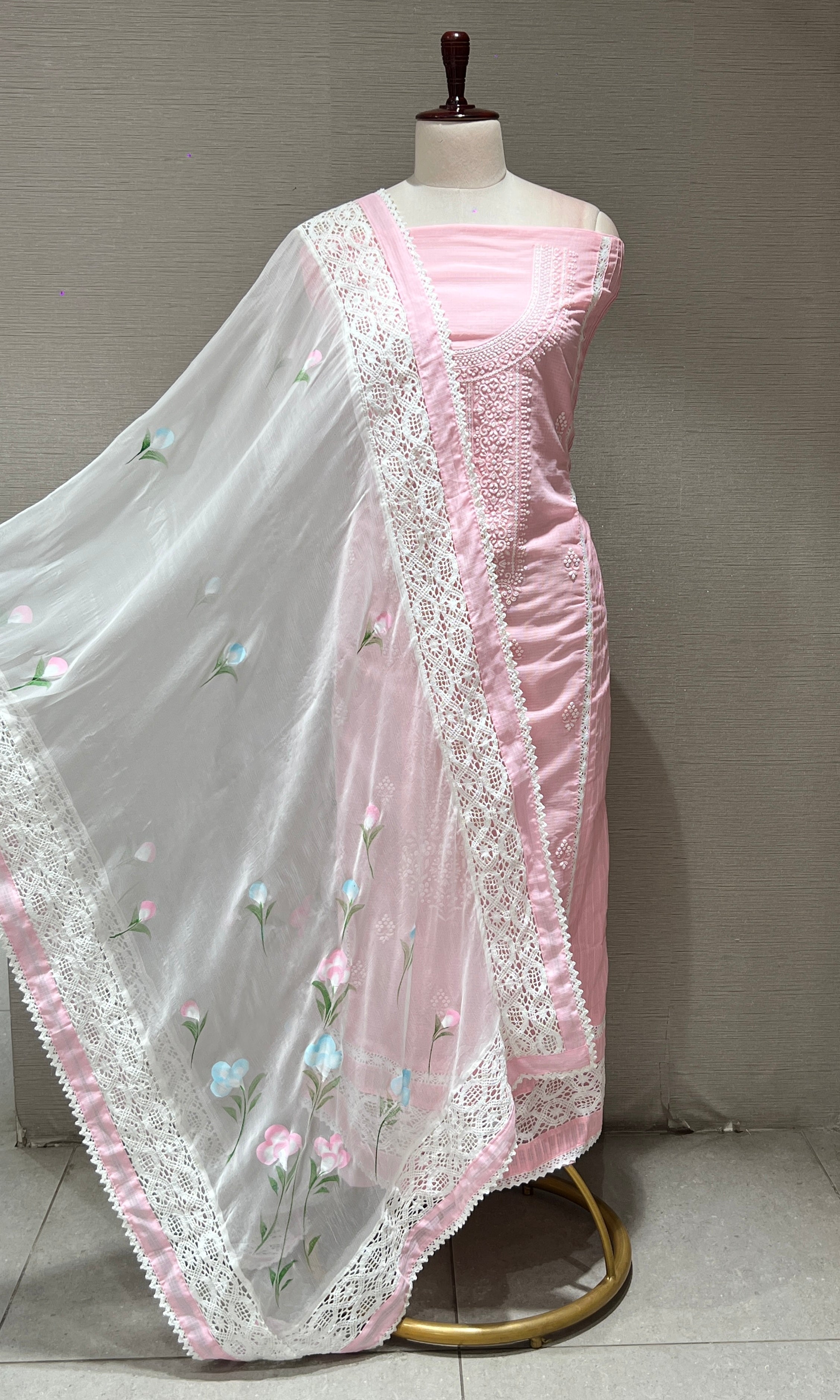 Baby pink dress material