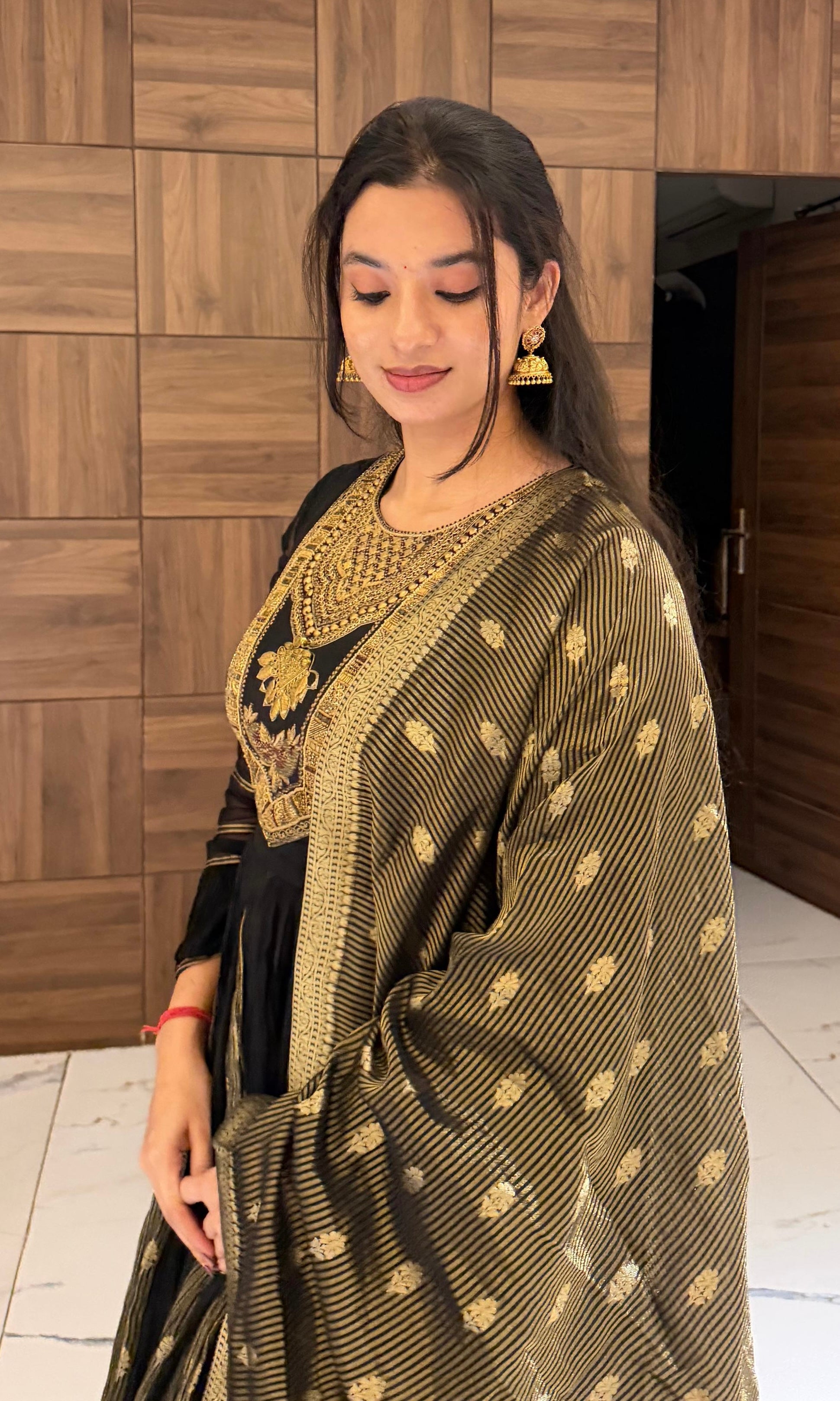 Black GOLDEN ANARKALI