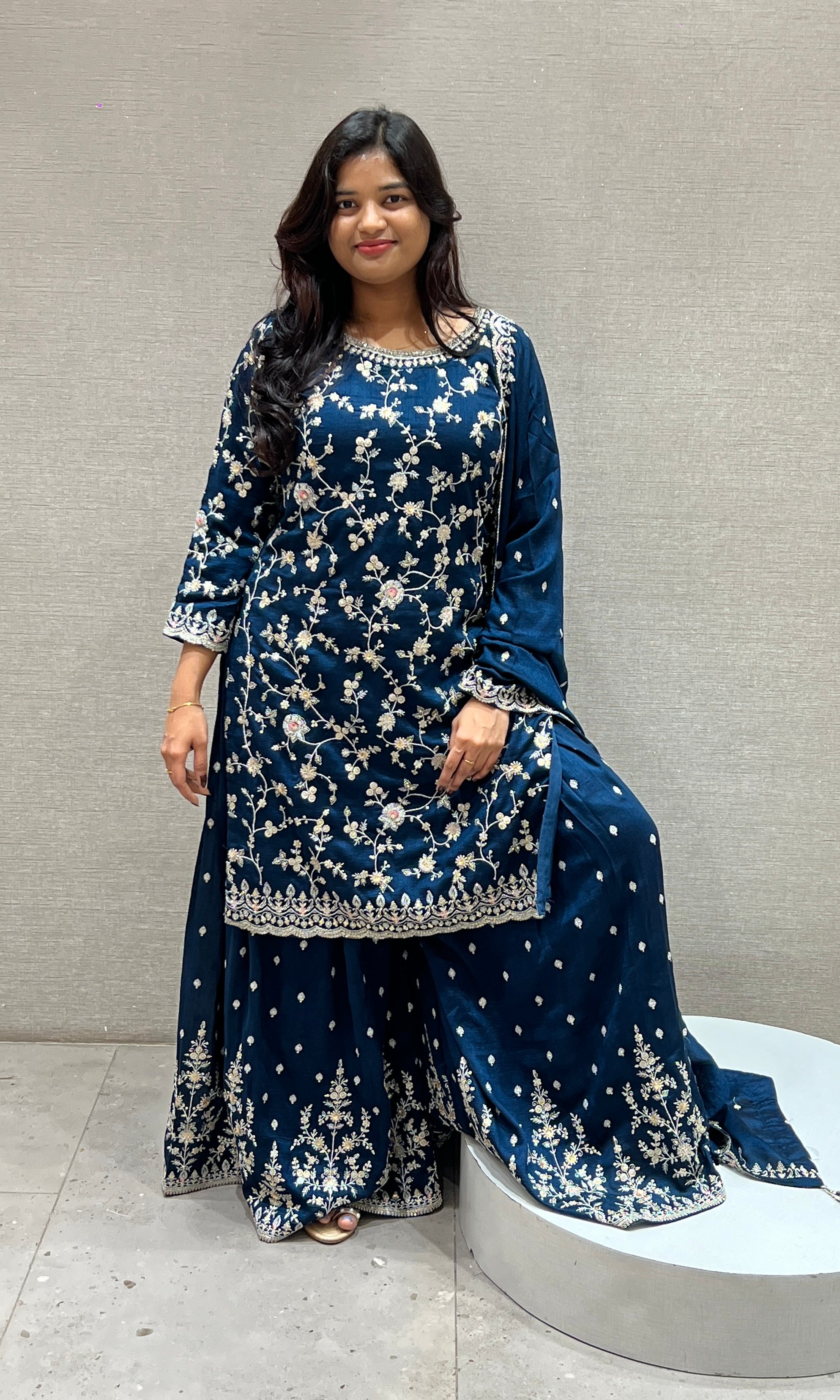 Royal Blue Elegance Sharara Set