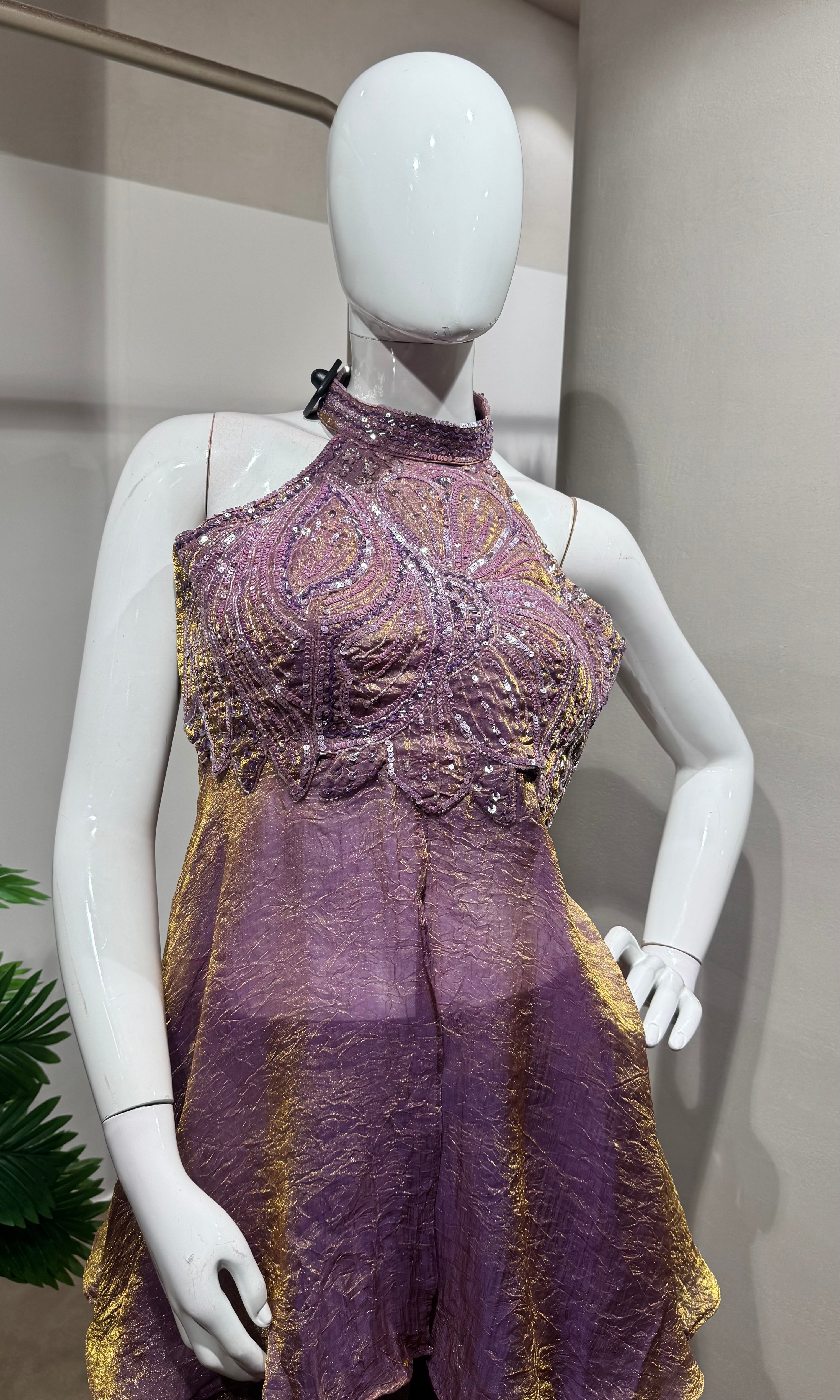 Light Purple Tissue Embroidered palazzo set