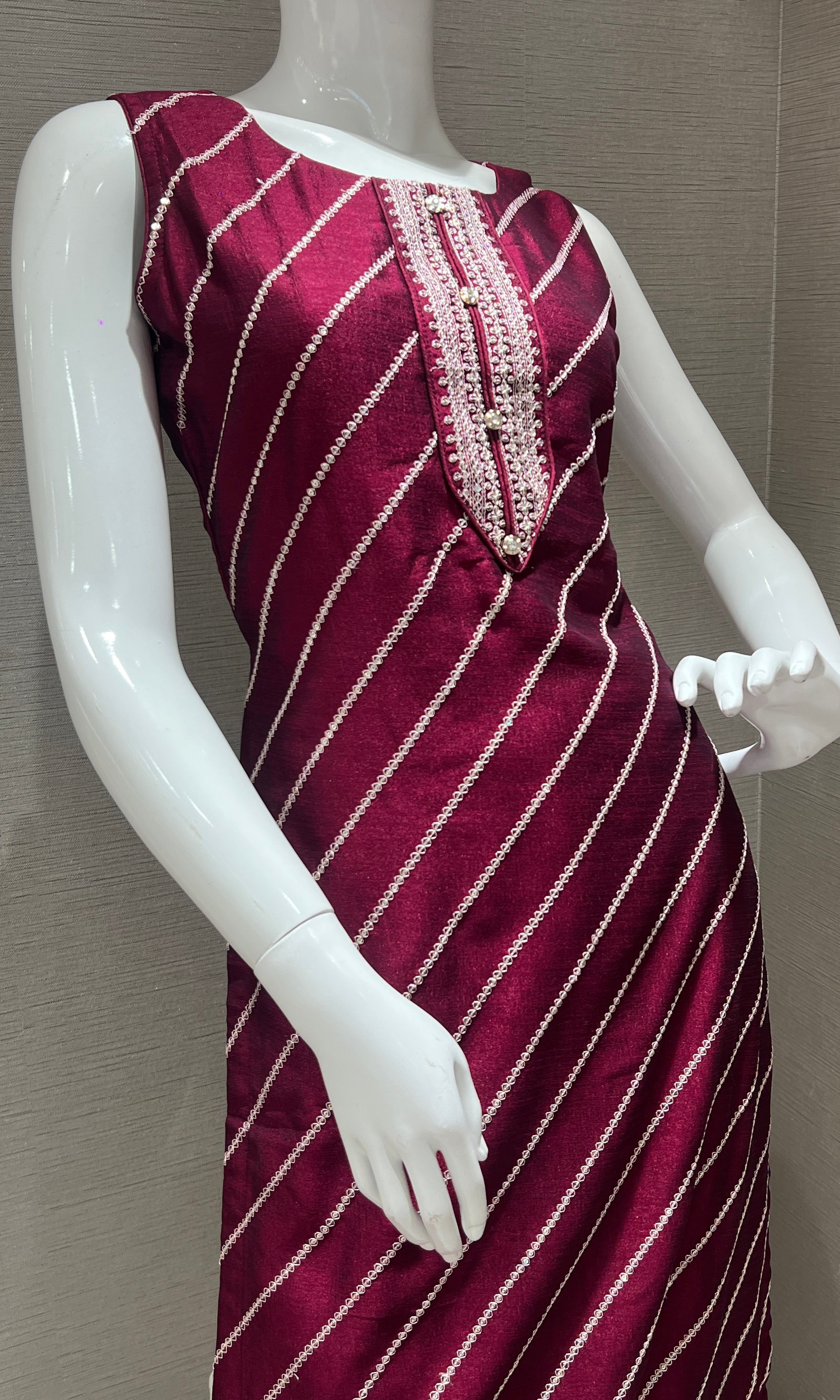 Wine Embroidered Kurta set