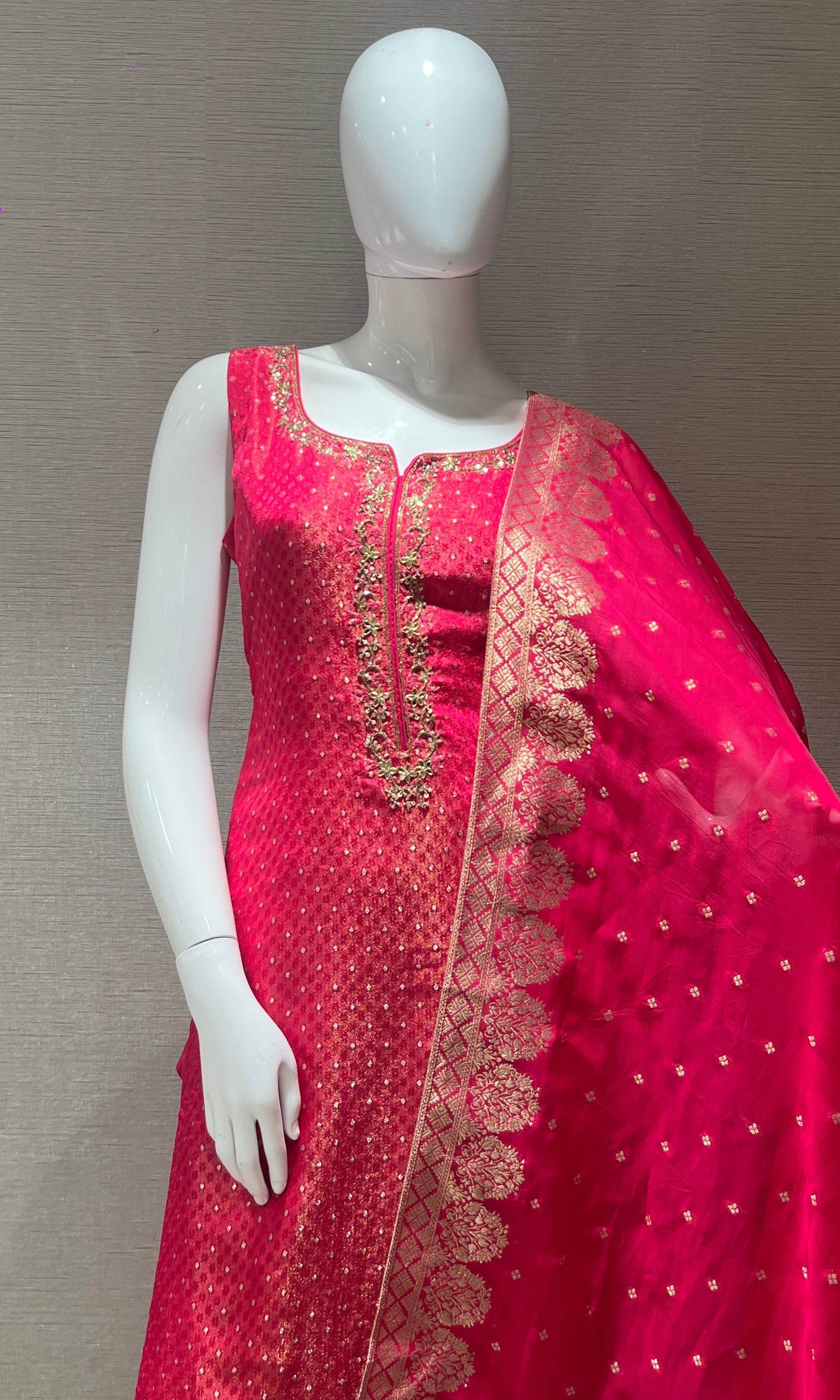 Pink Embroidered Kurta Set with Dupatta