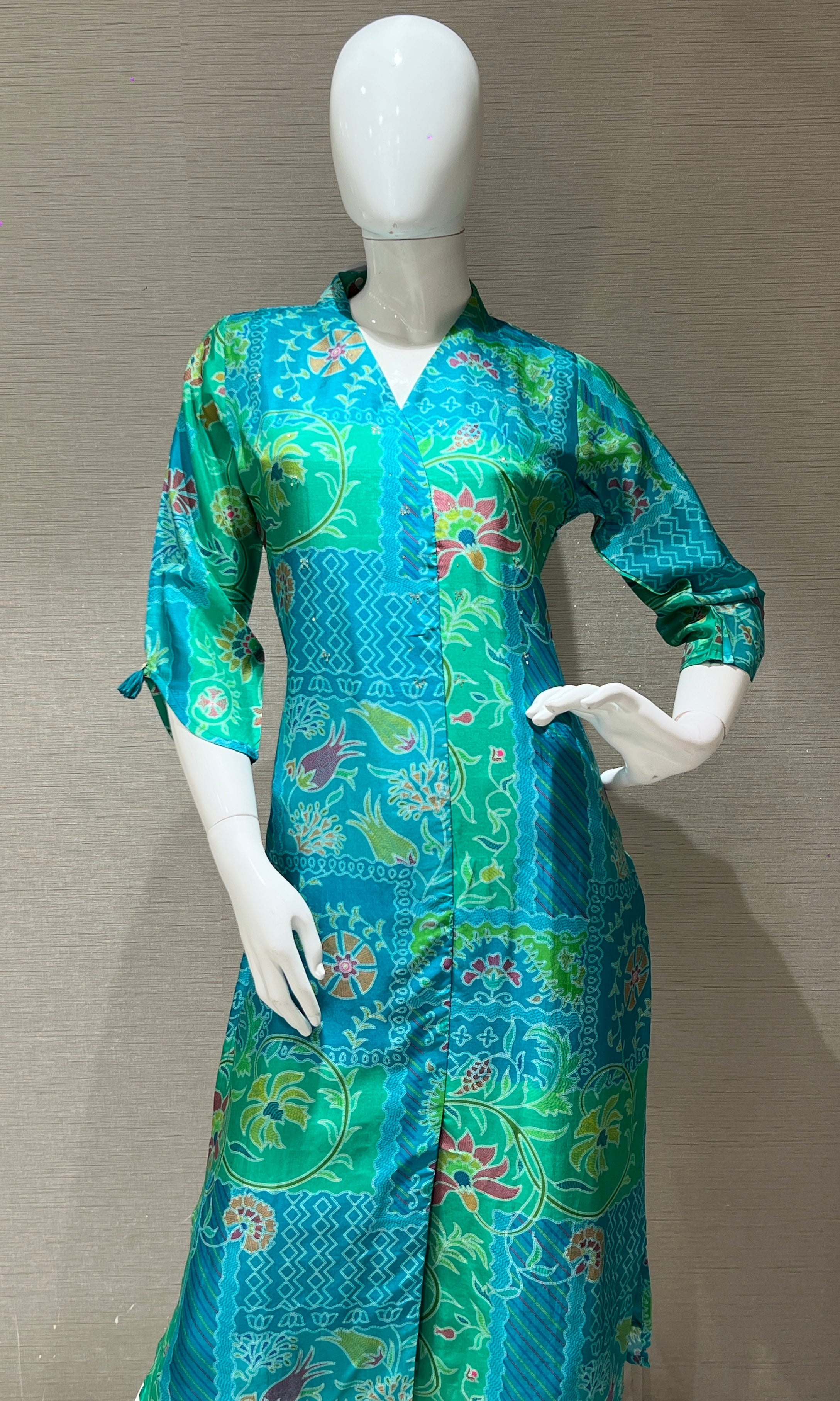 green printed kurti top