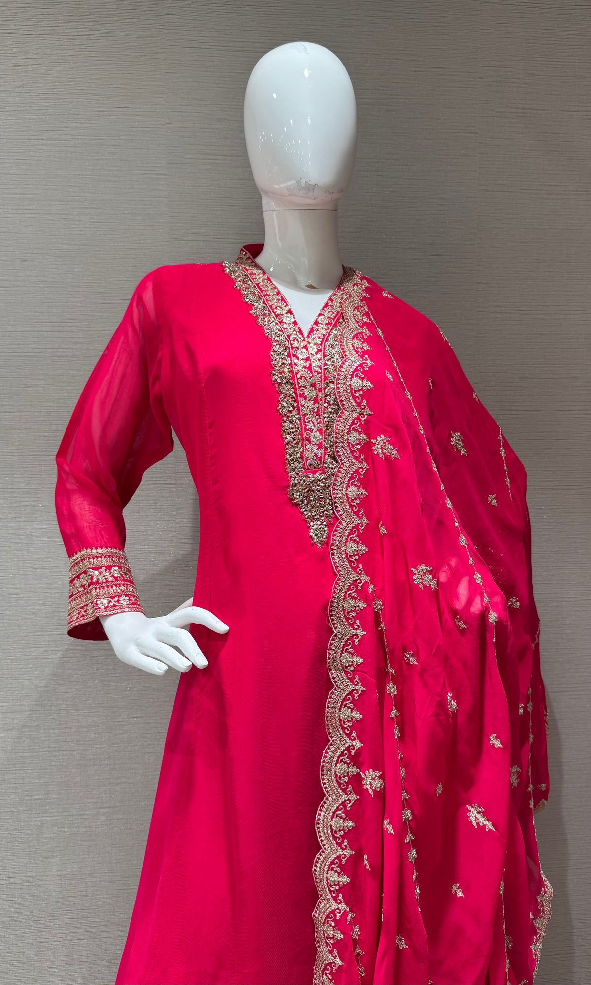 Rani Embroidered Salwar Silk Kurta Set with Dupatta