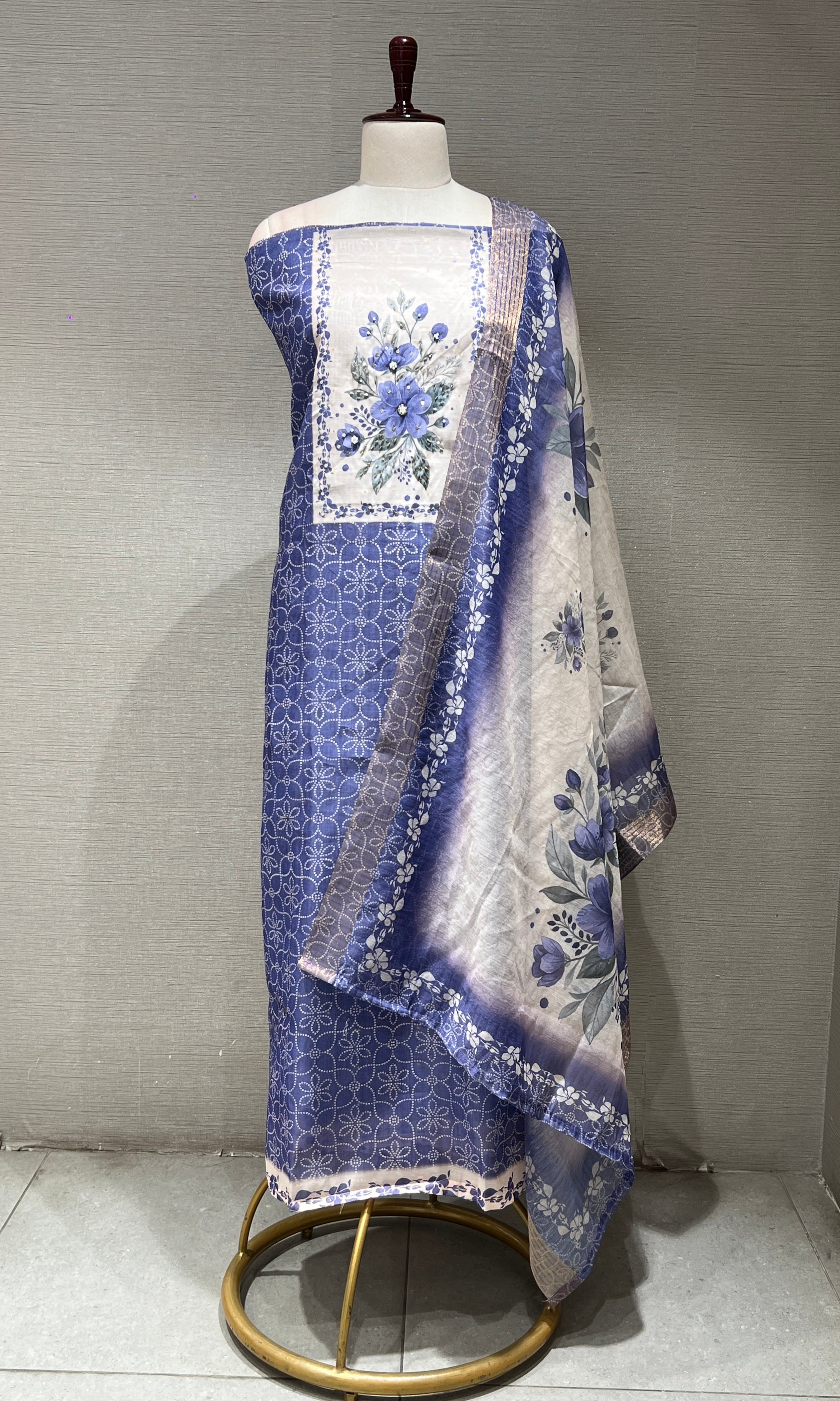 Purple FLORAL dress material