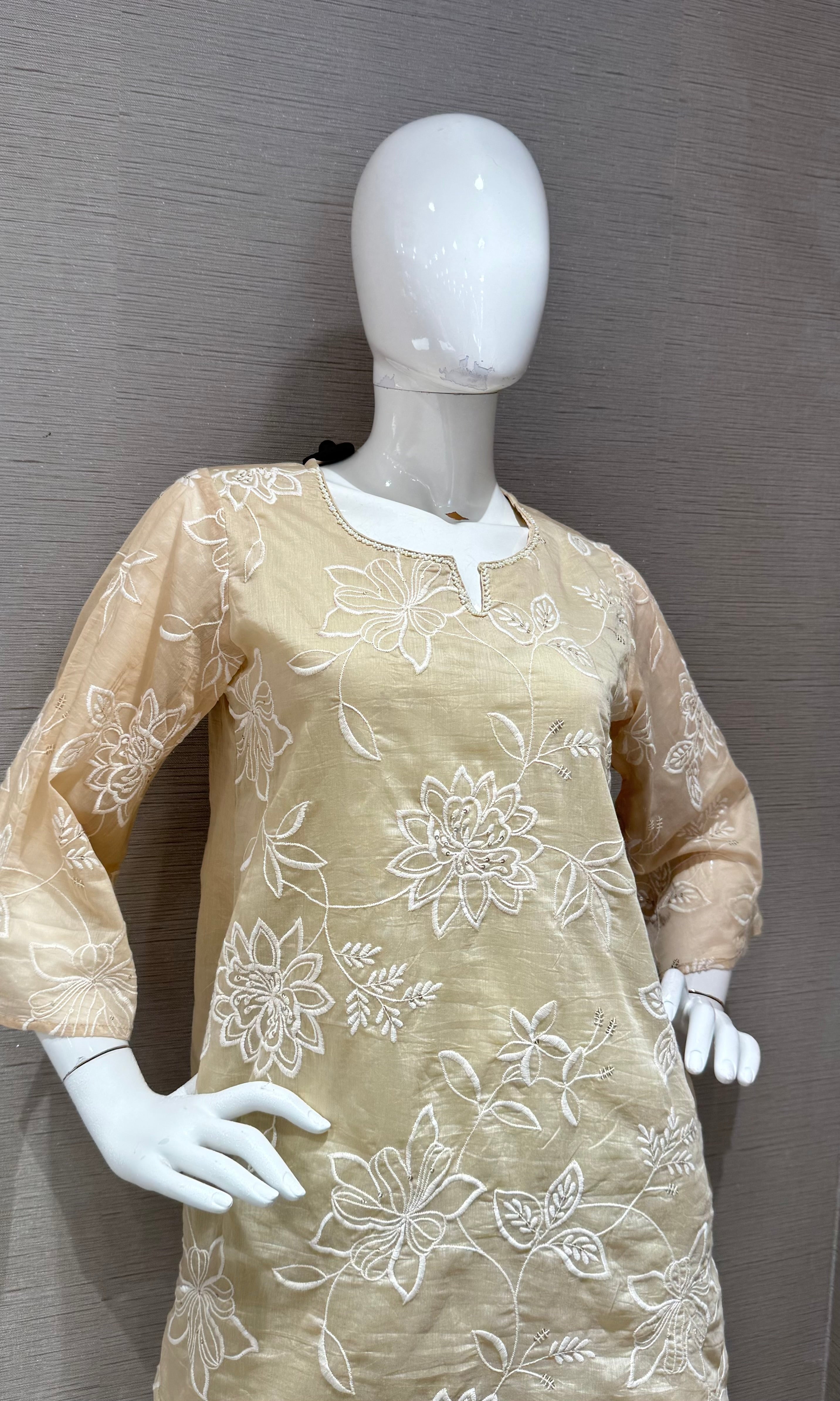 white Floral Embroidered cord set