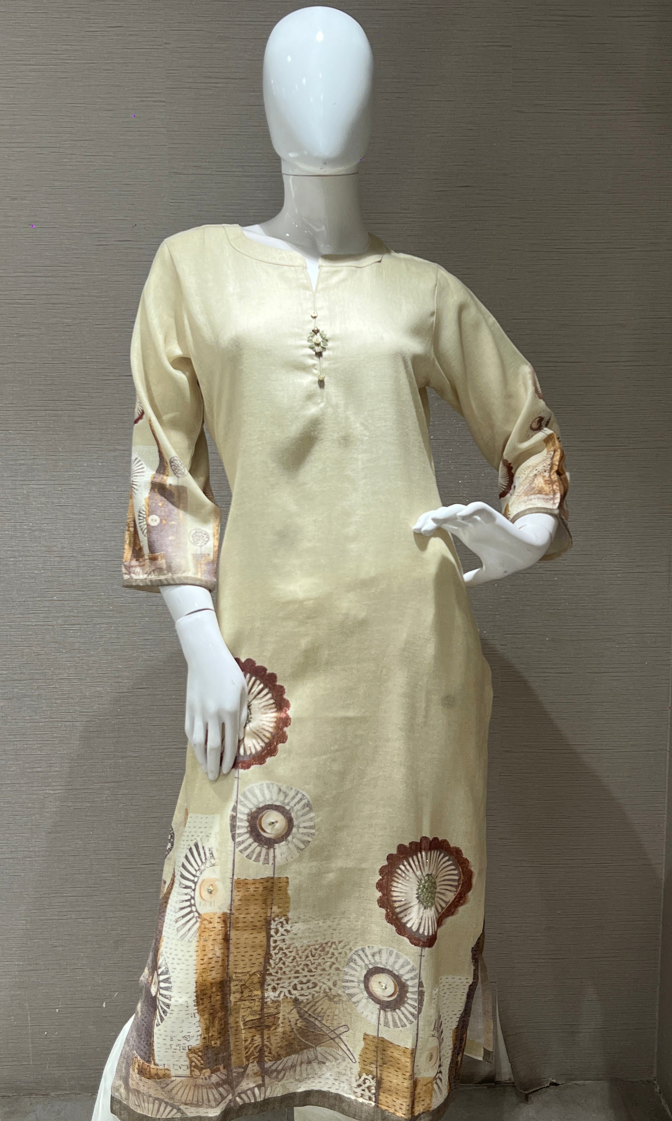 Lemon yellow printed kurti top