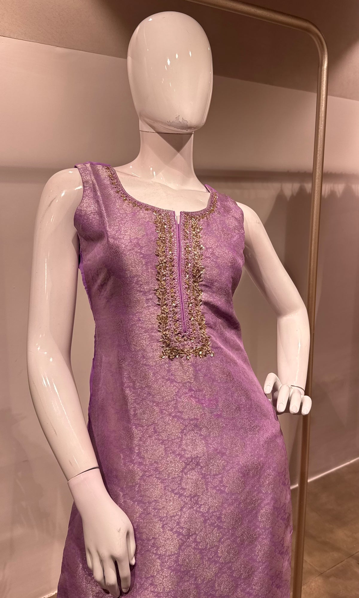 Lavender brocade kurta set