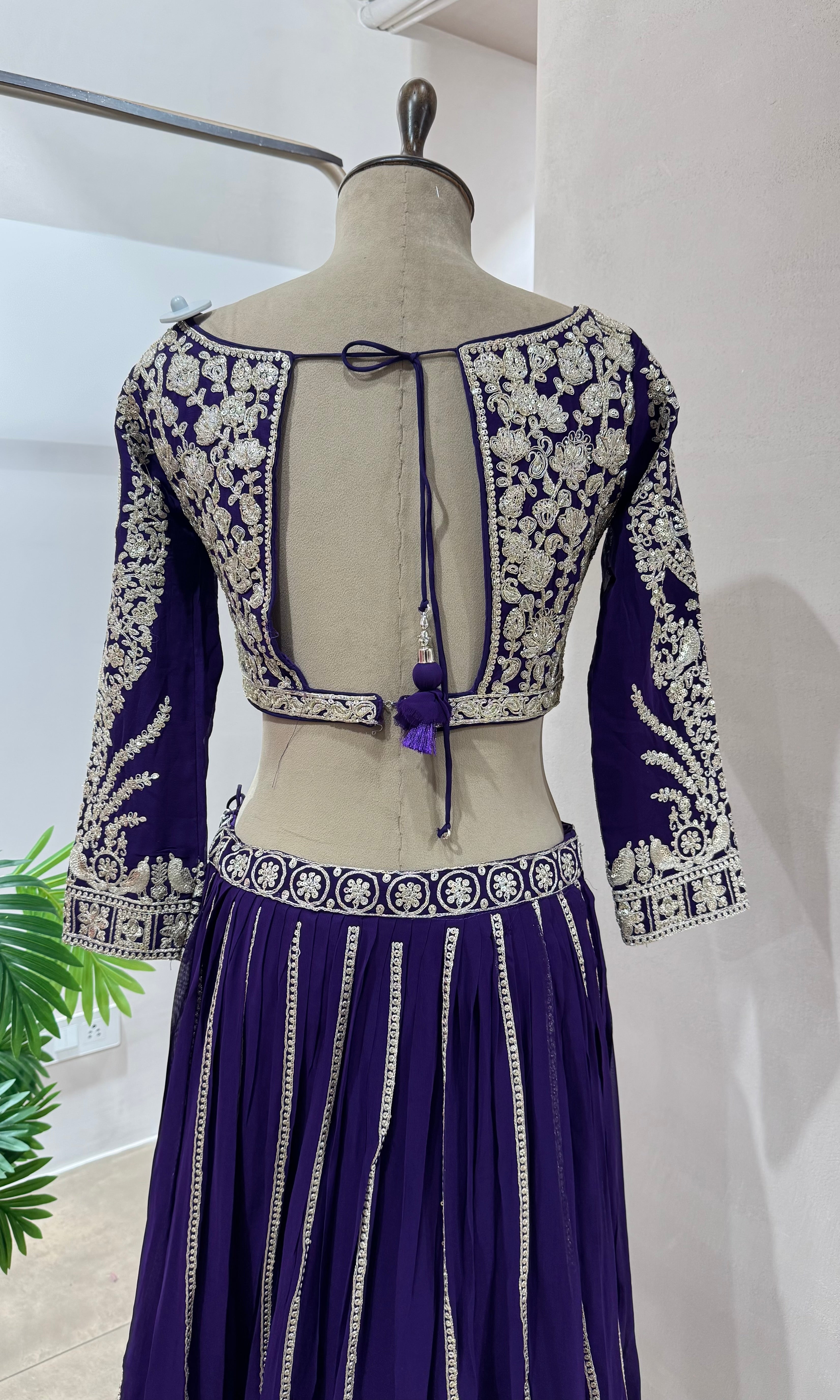 Purple HEAVY EMBROIDERED LEHENGA SET