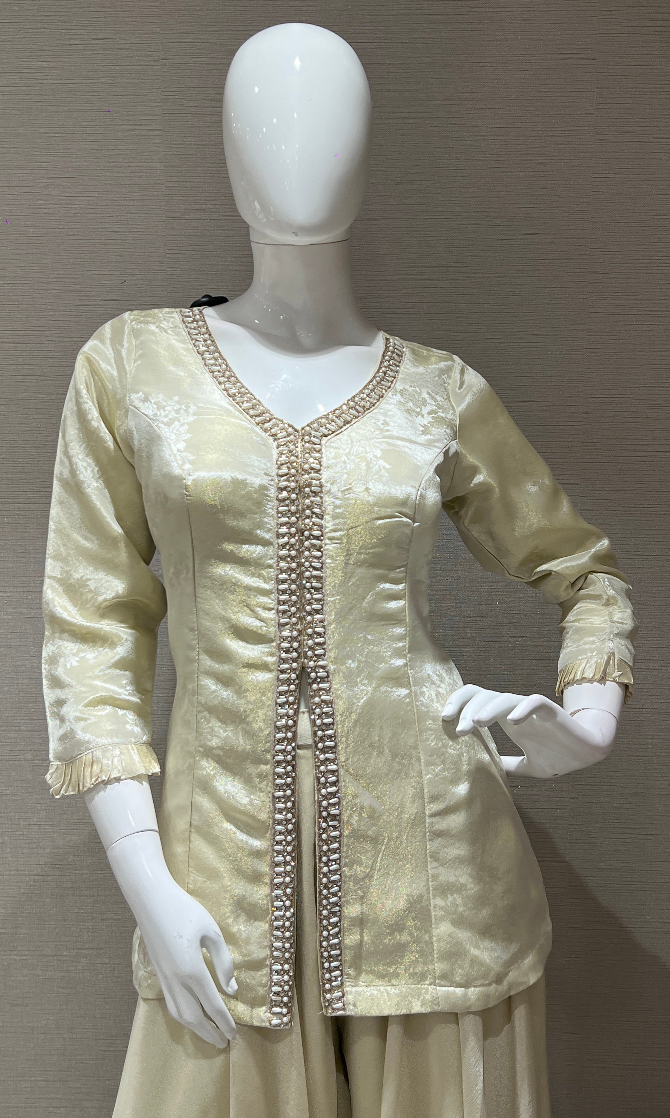Half White Embroidered Sharara Palazoo