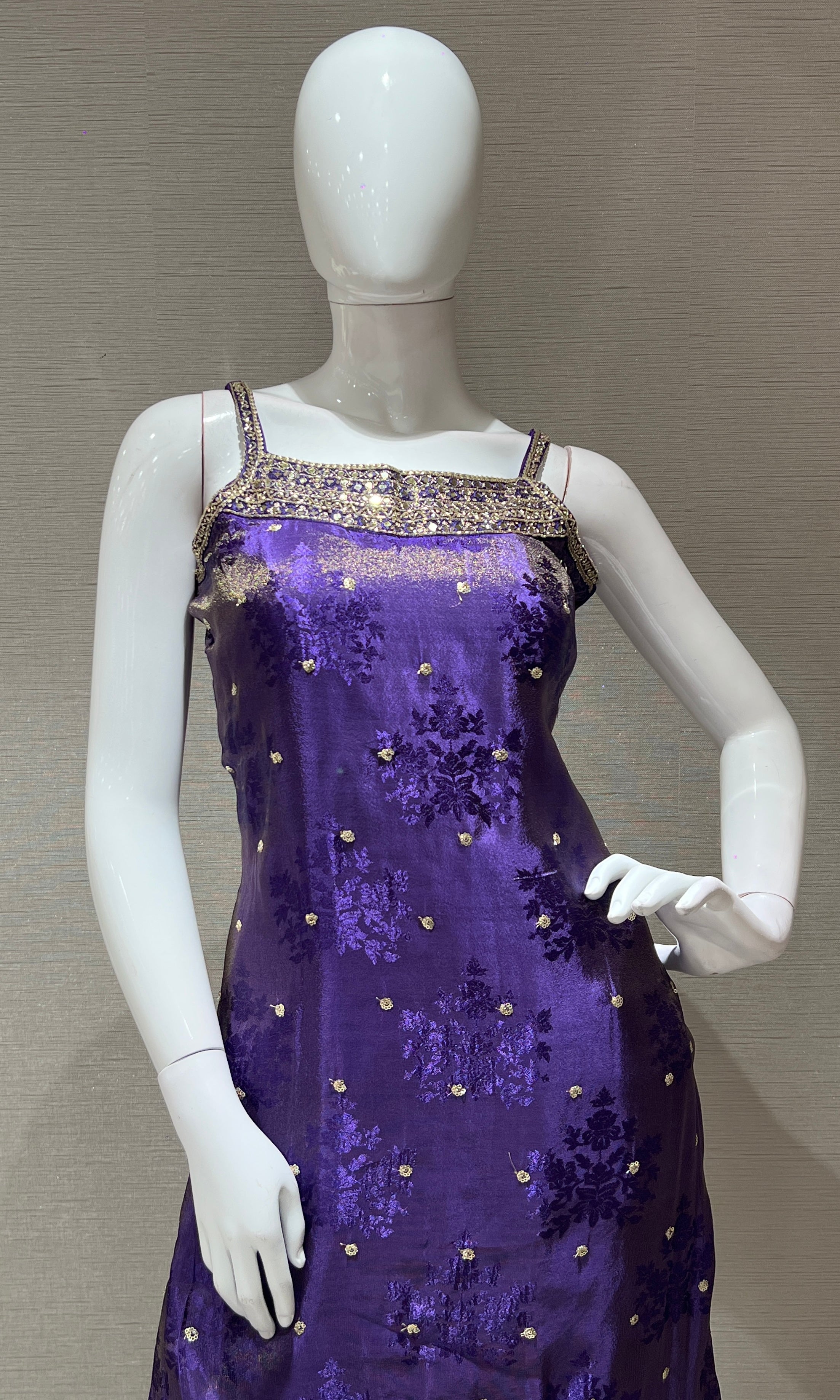 Purple and Gold Embroidered kurta set