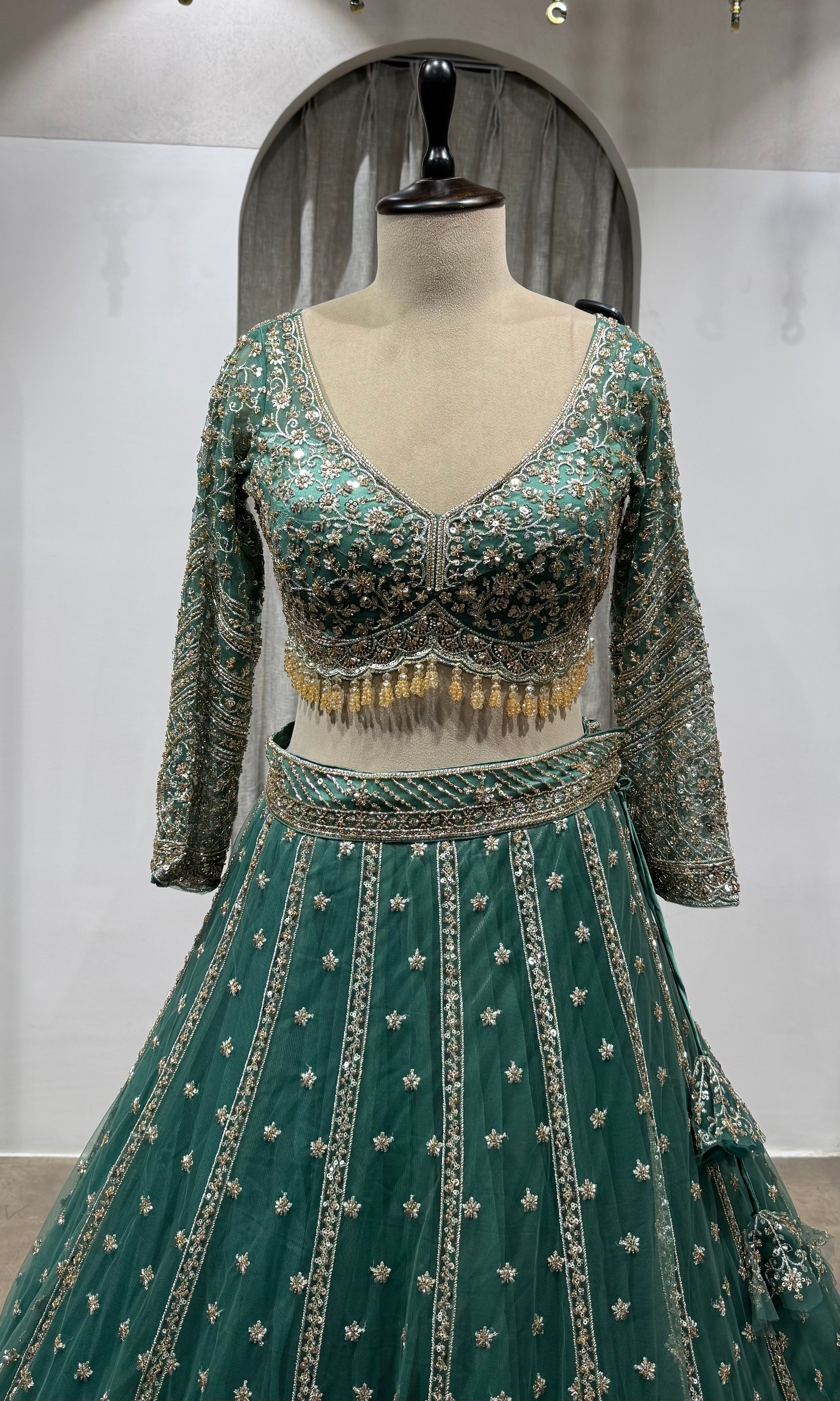 GREEN Embroidered Lehenga with Dupatta