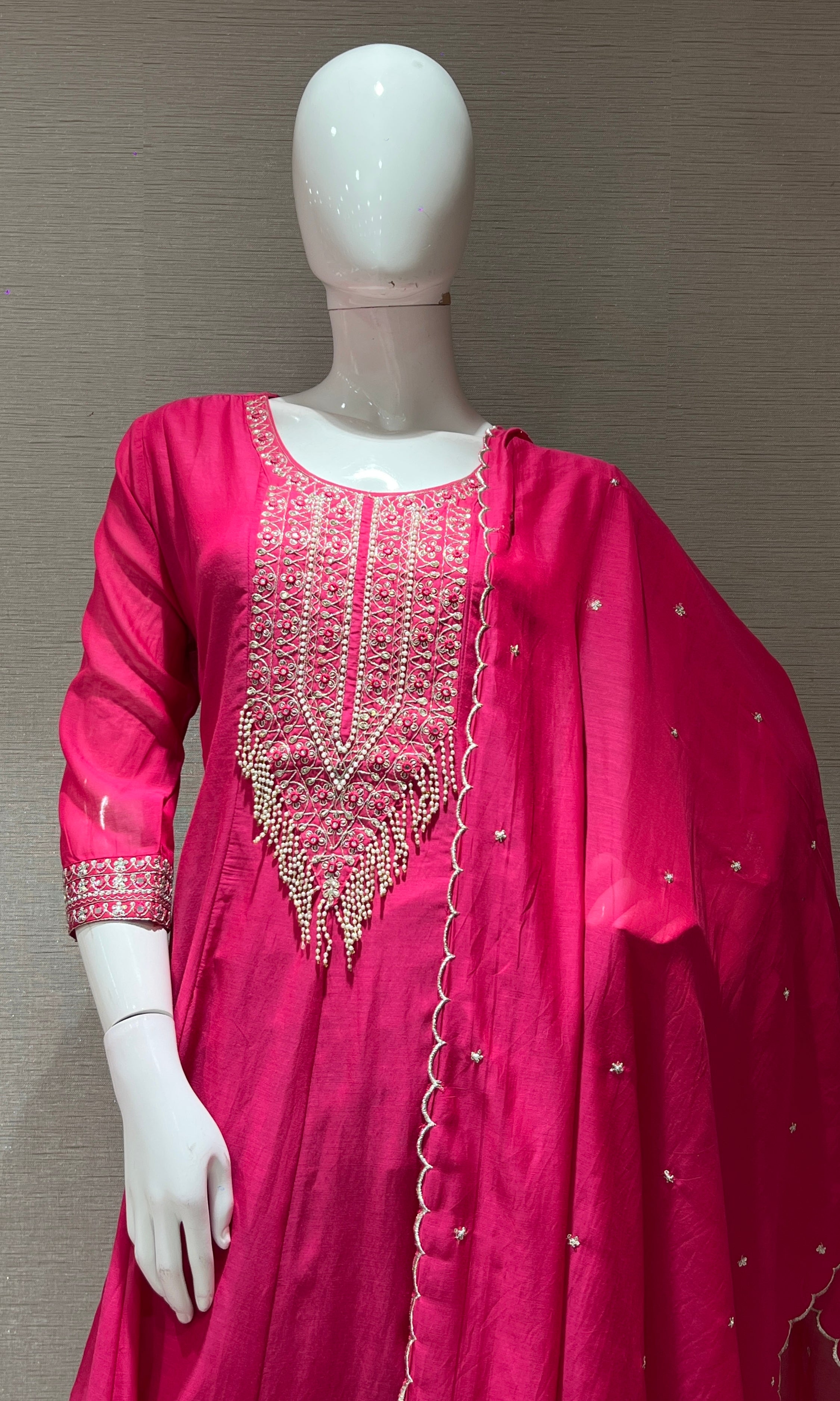 Rani pink EMBROIDERED kurta set