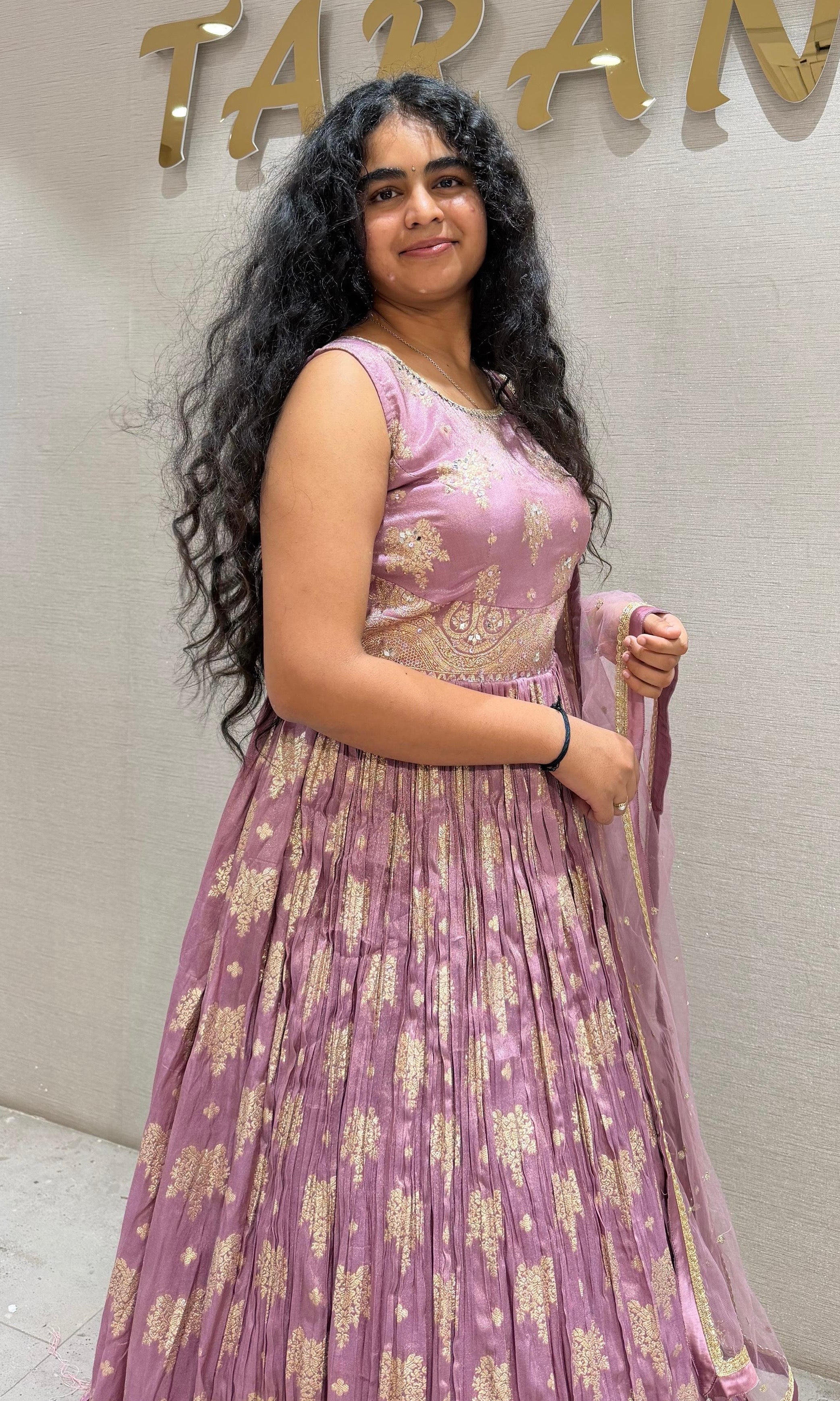 Purple Floral Embroidered Lehenga with Net Dupatta