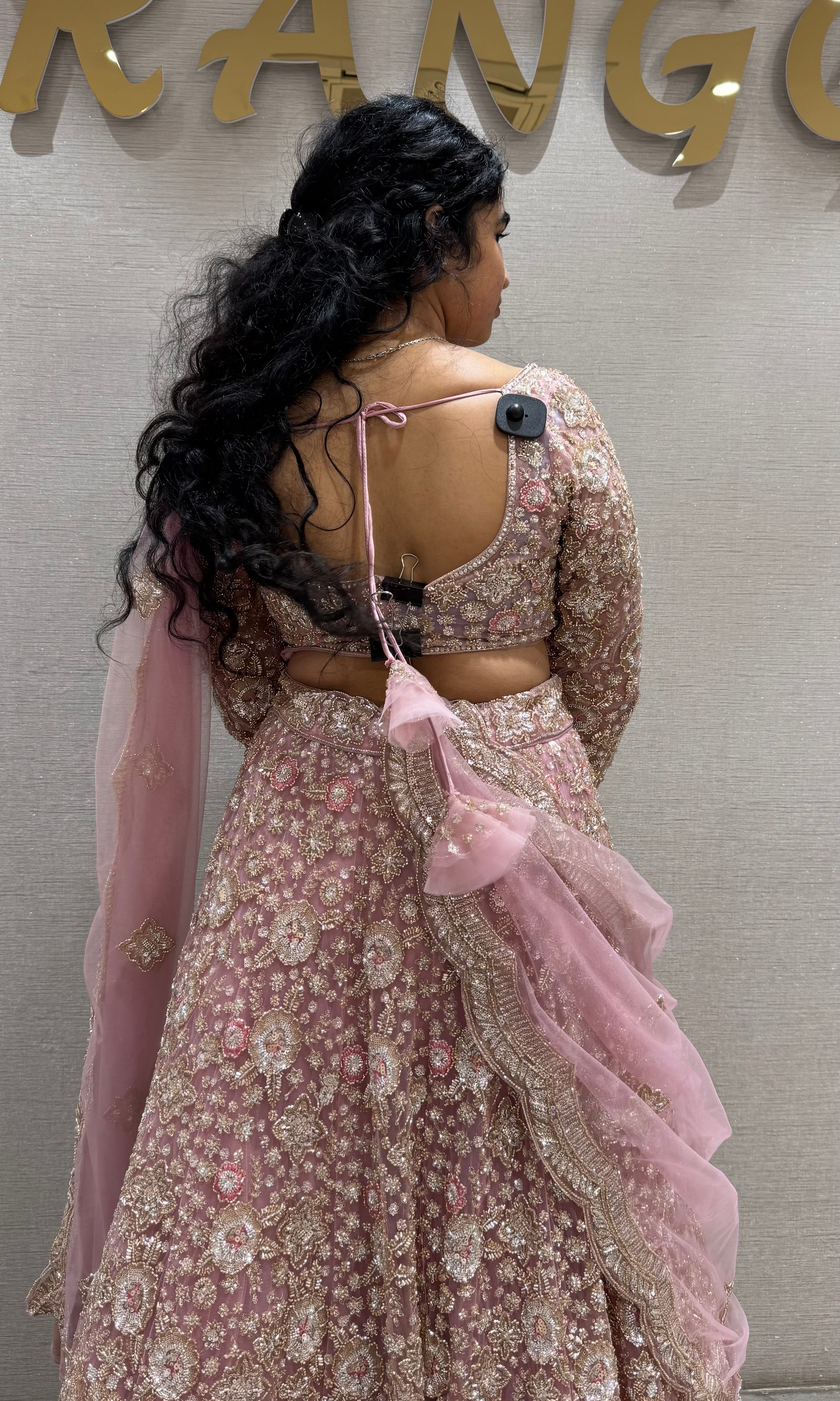 Onion pink Embroidered Net Lehenga Set