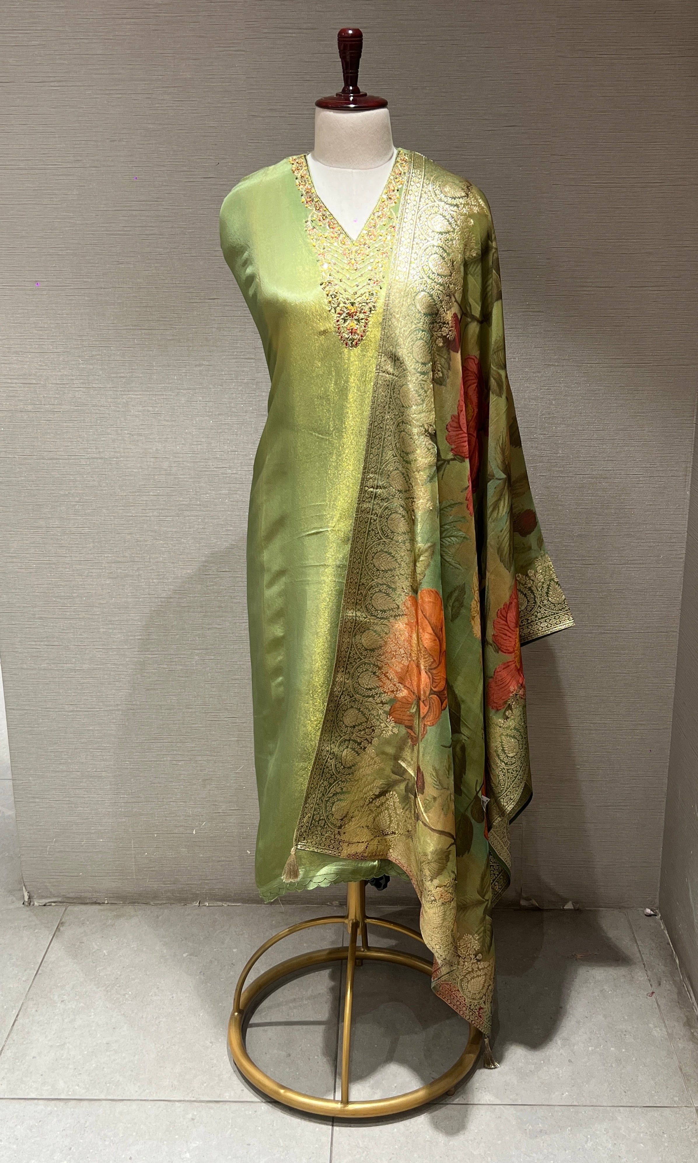 Green dress material