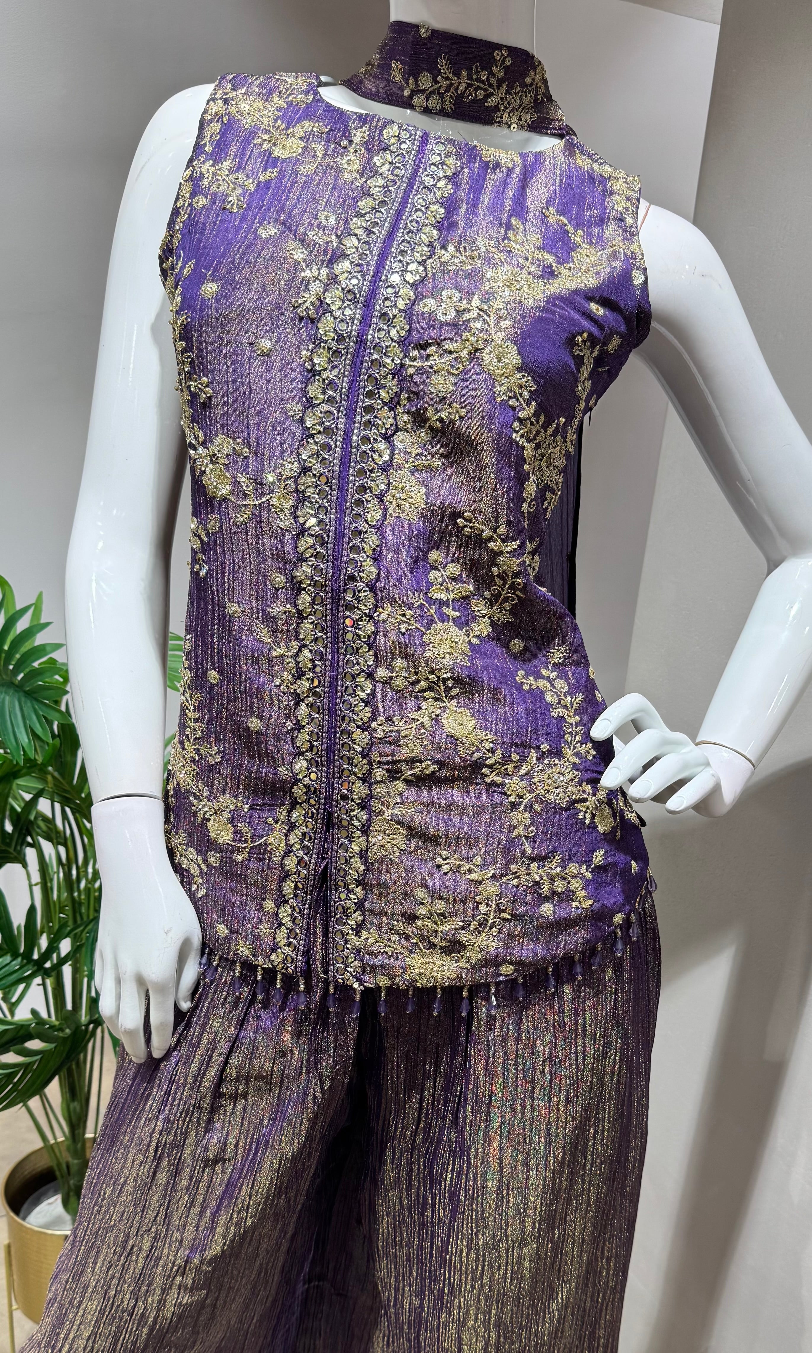 PURPLE GOLDEN ETHNIC PALAZZO SET