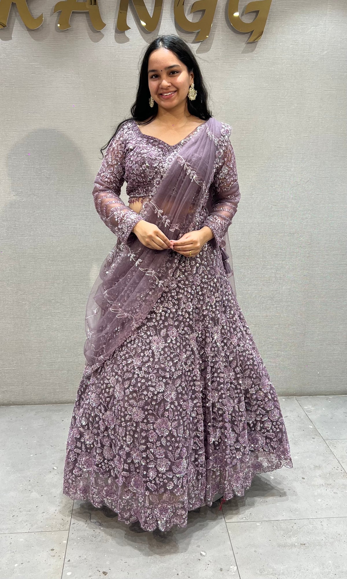 Lilac Floral Embellished Lehenga Set