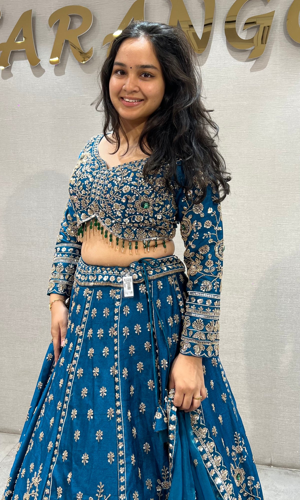 Blue Embroidered Lehenga Choli Set with Net Dupatta