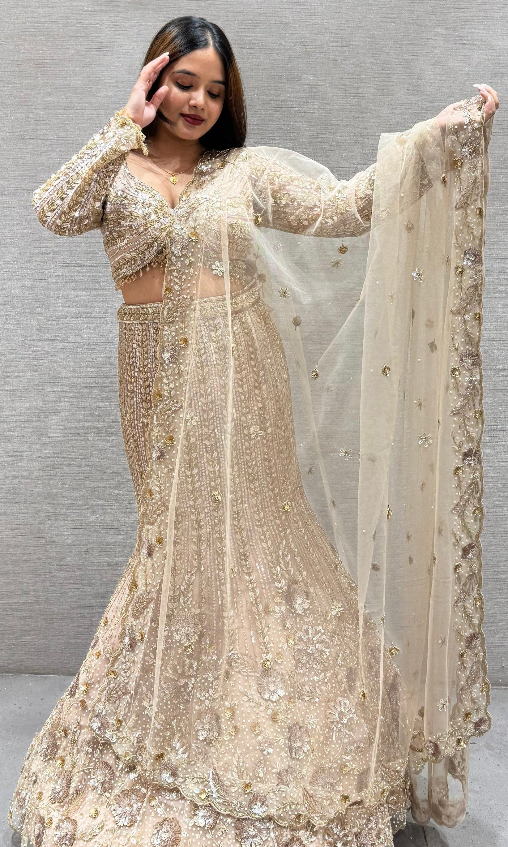 GOLD CRYSTAL EMBROIDERED LEHENGA