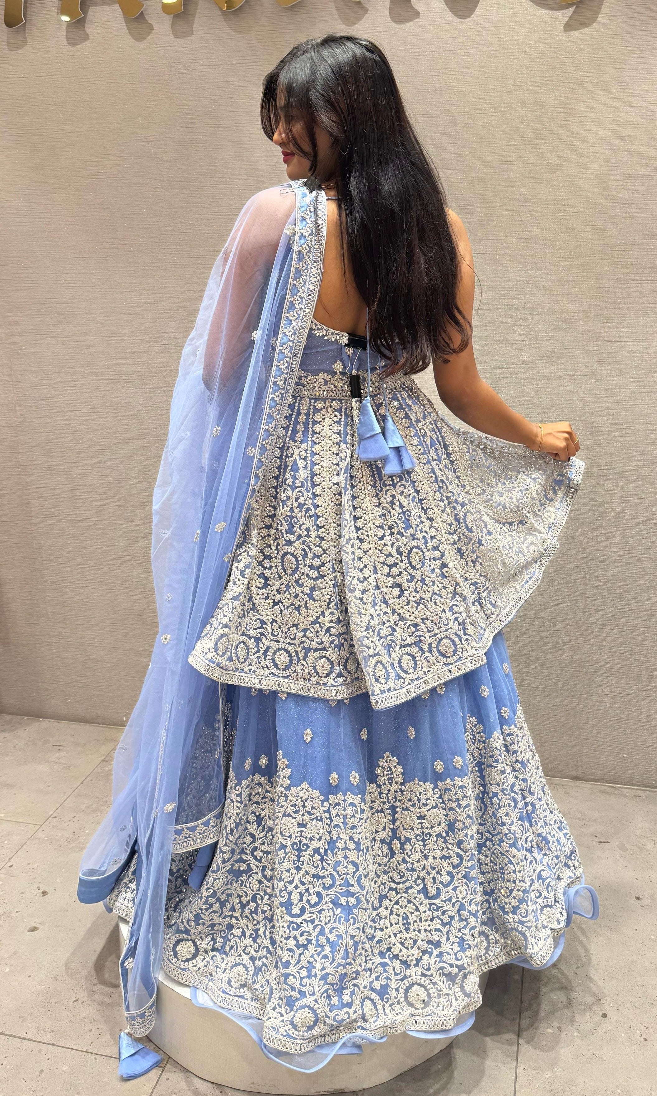 Light Blue lehenga with peplum