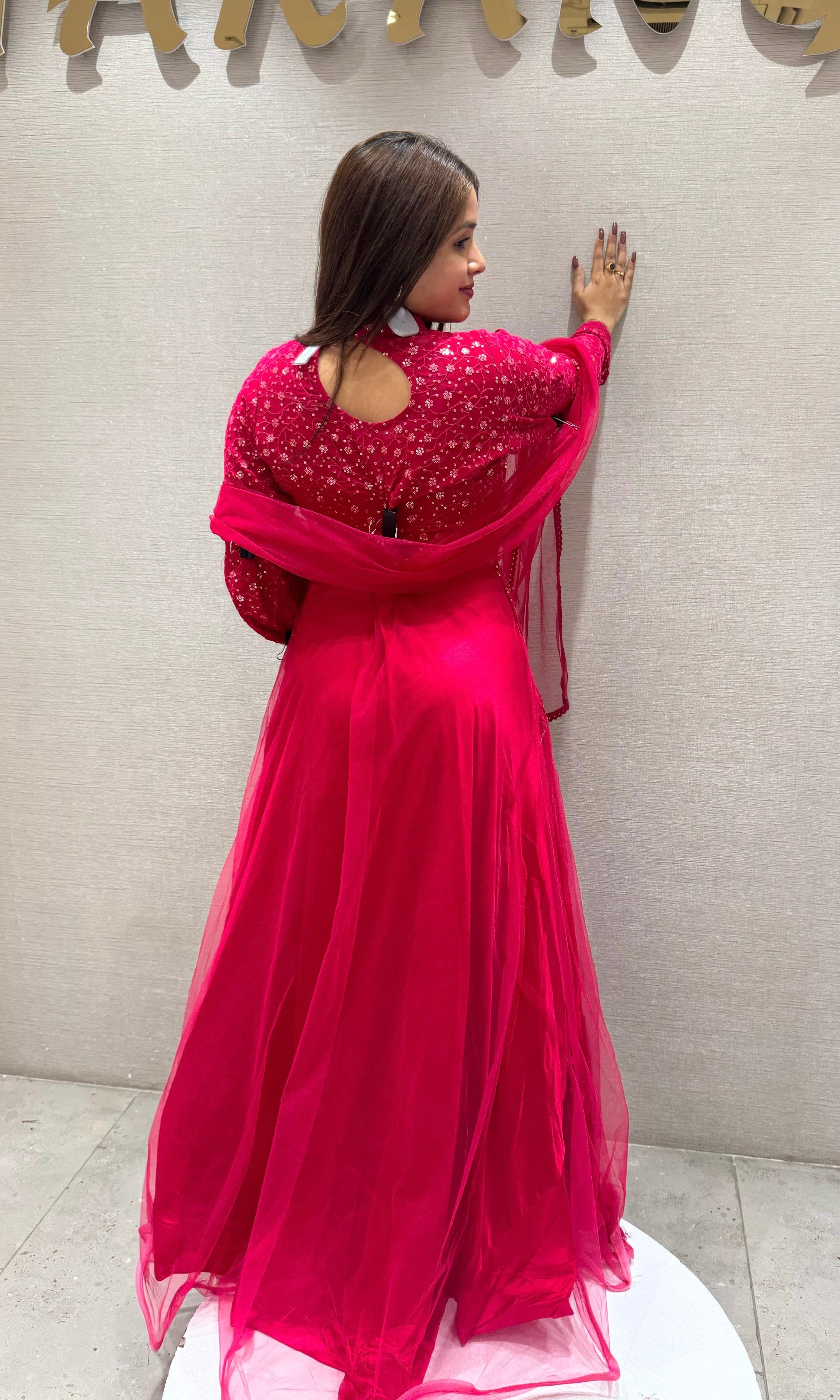 Raspberry pink long dress