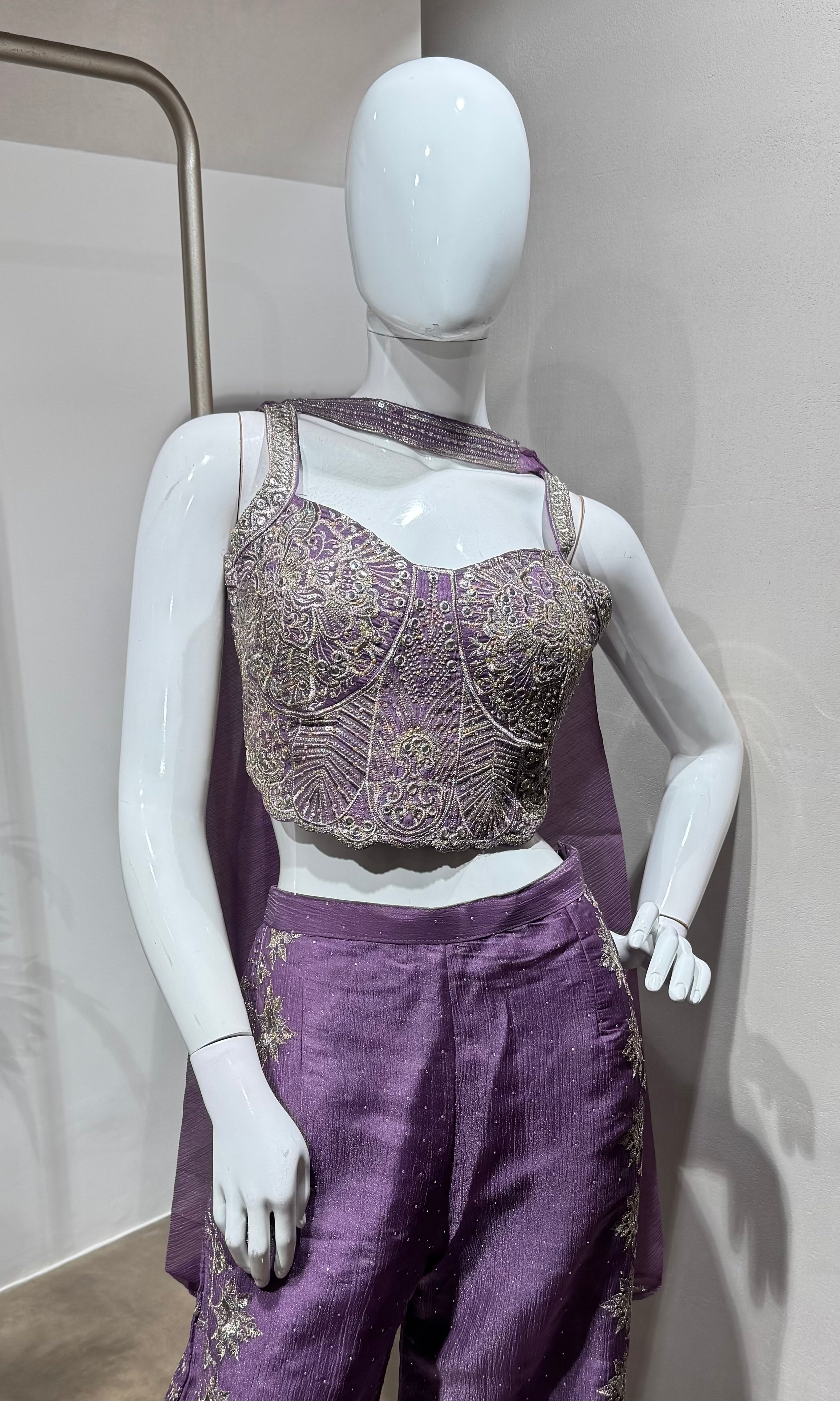 Purple Embroidered Indo-Western Palazzo Set