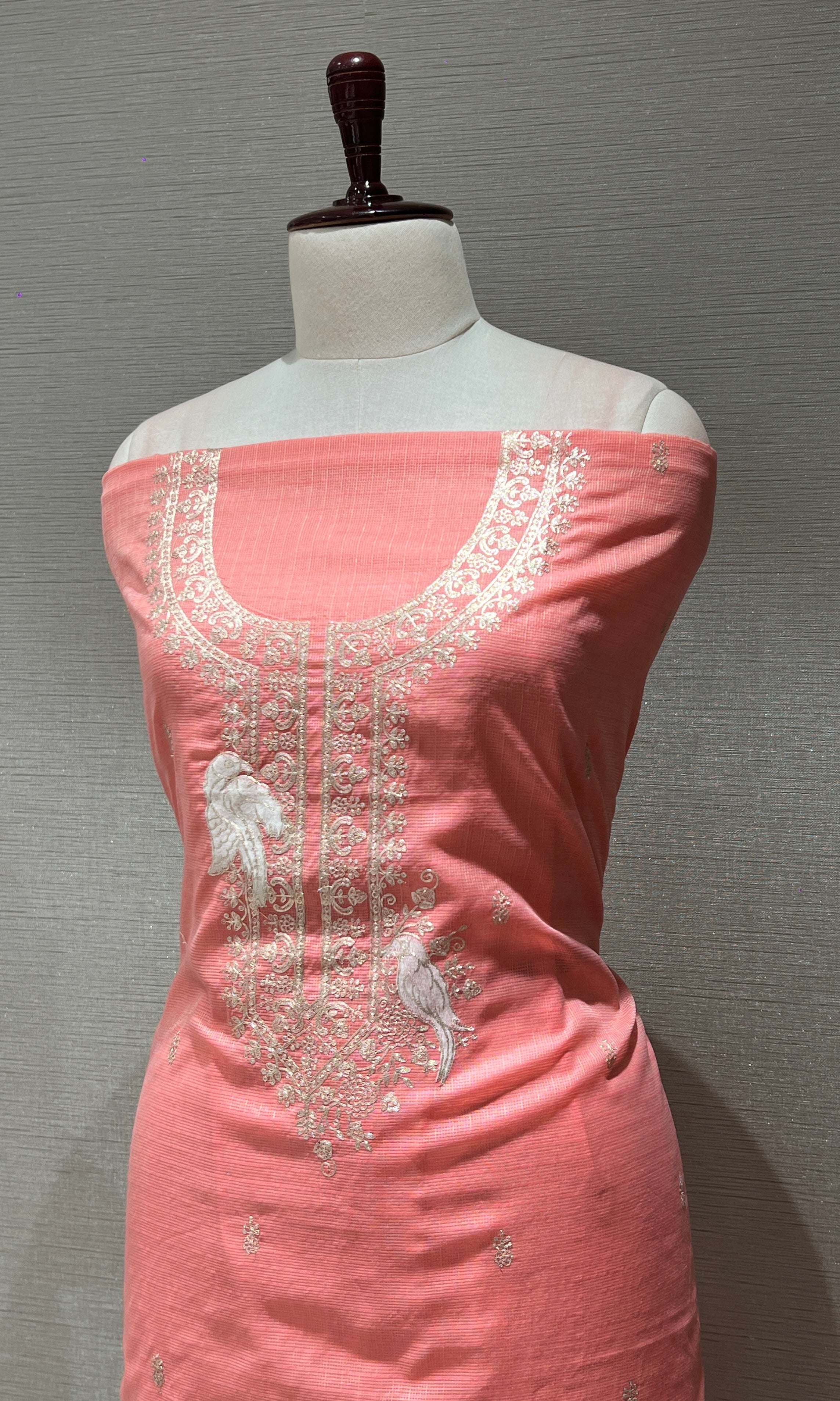 Peach GOLDEN ETHNIC dress material