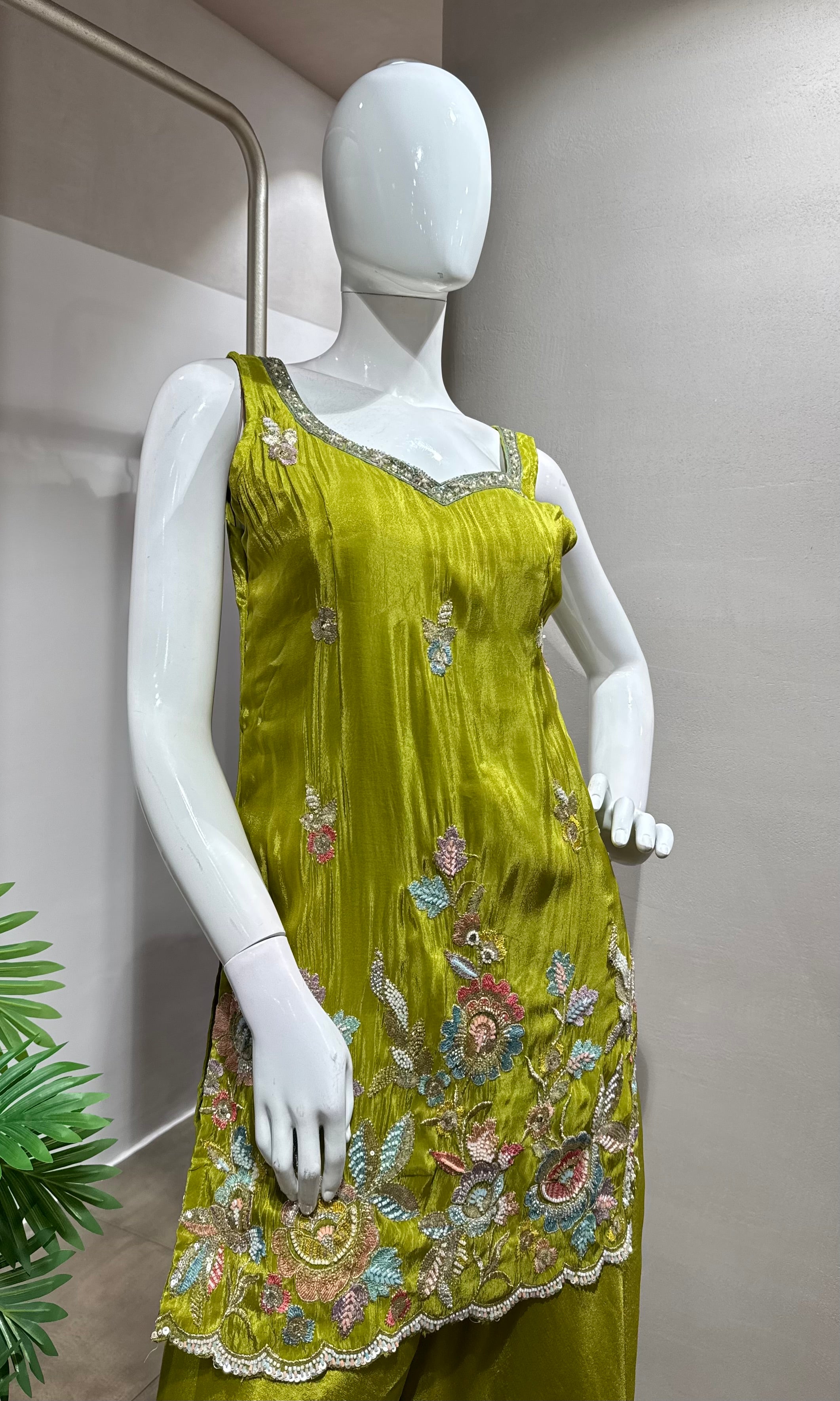 GREEN Floral Embroidered SHARARA SET