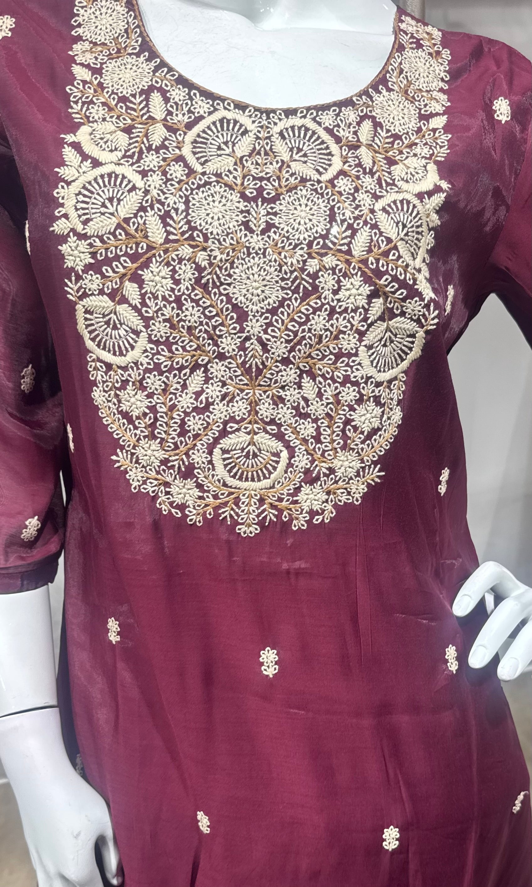 Maroon Embroidered Kurta Set