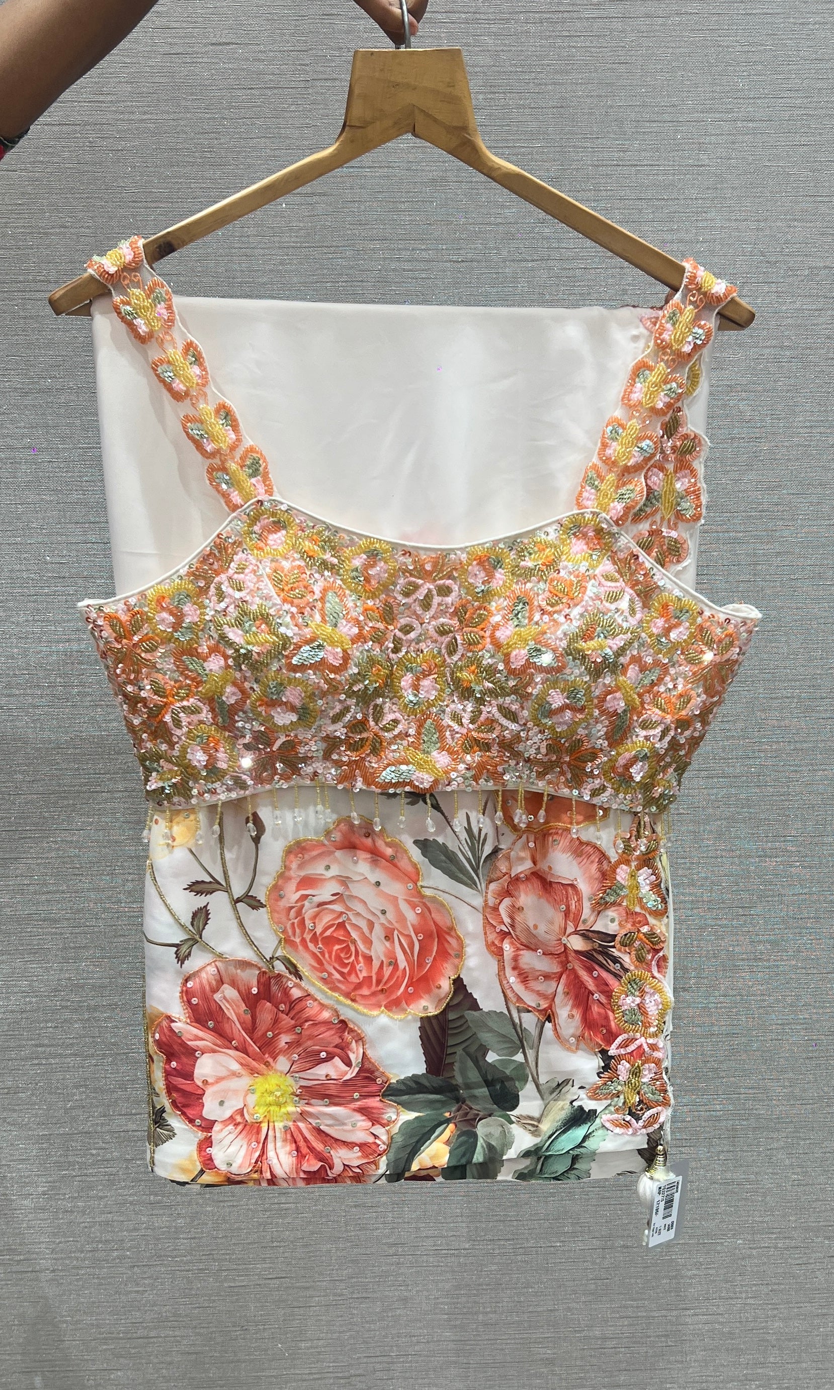 White Floral Printed Saree with Sequin ready Blouse