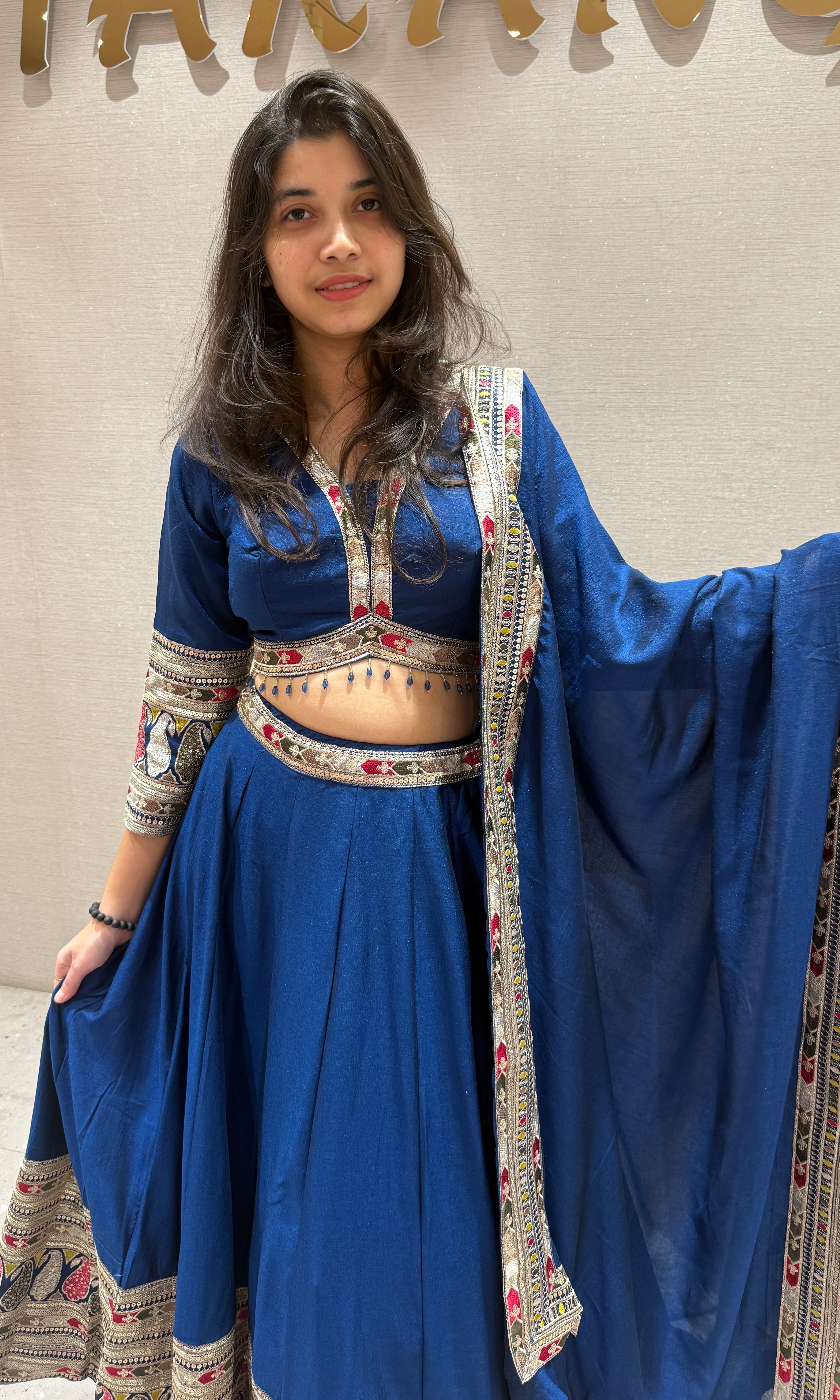Navy blue Intricately Embroidered LEHENGA