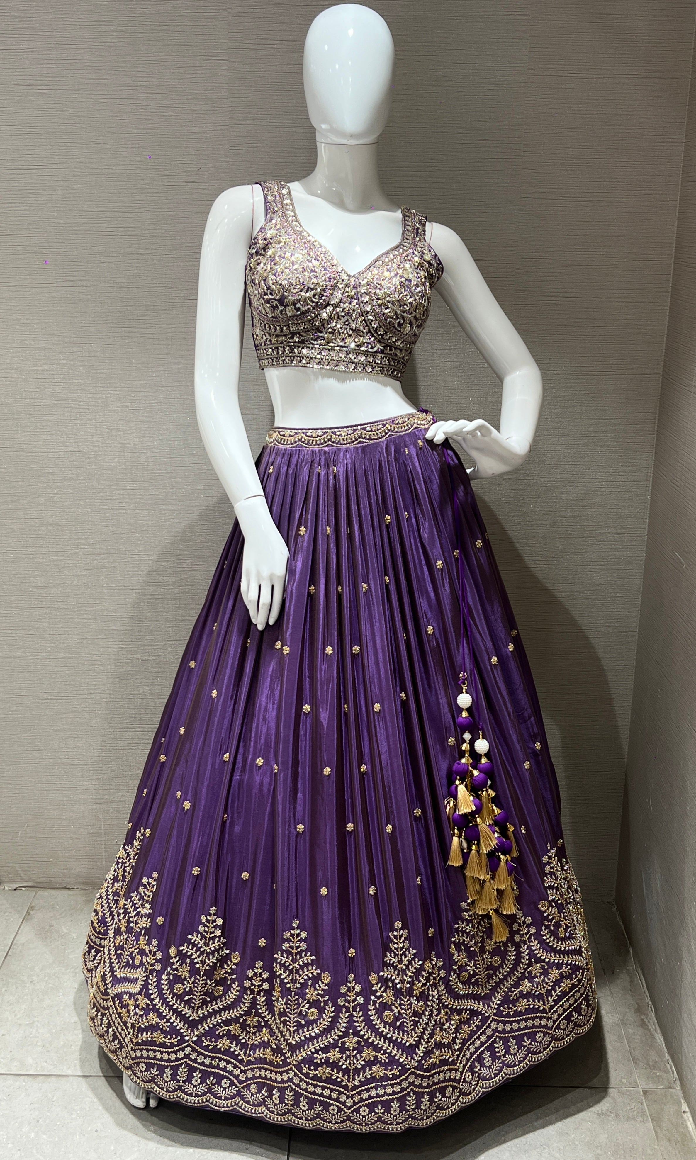 PURPLE LEHENGA WITH INTRICATE EMBROIDERY