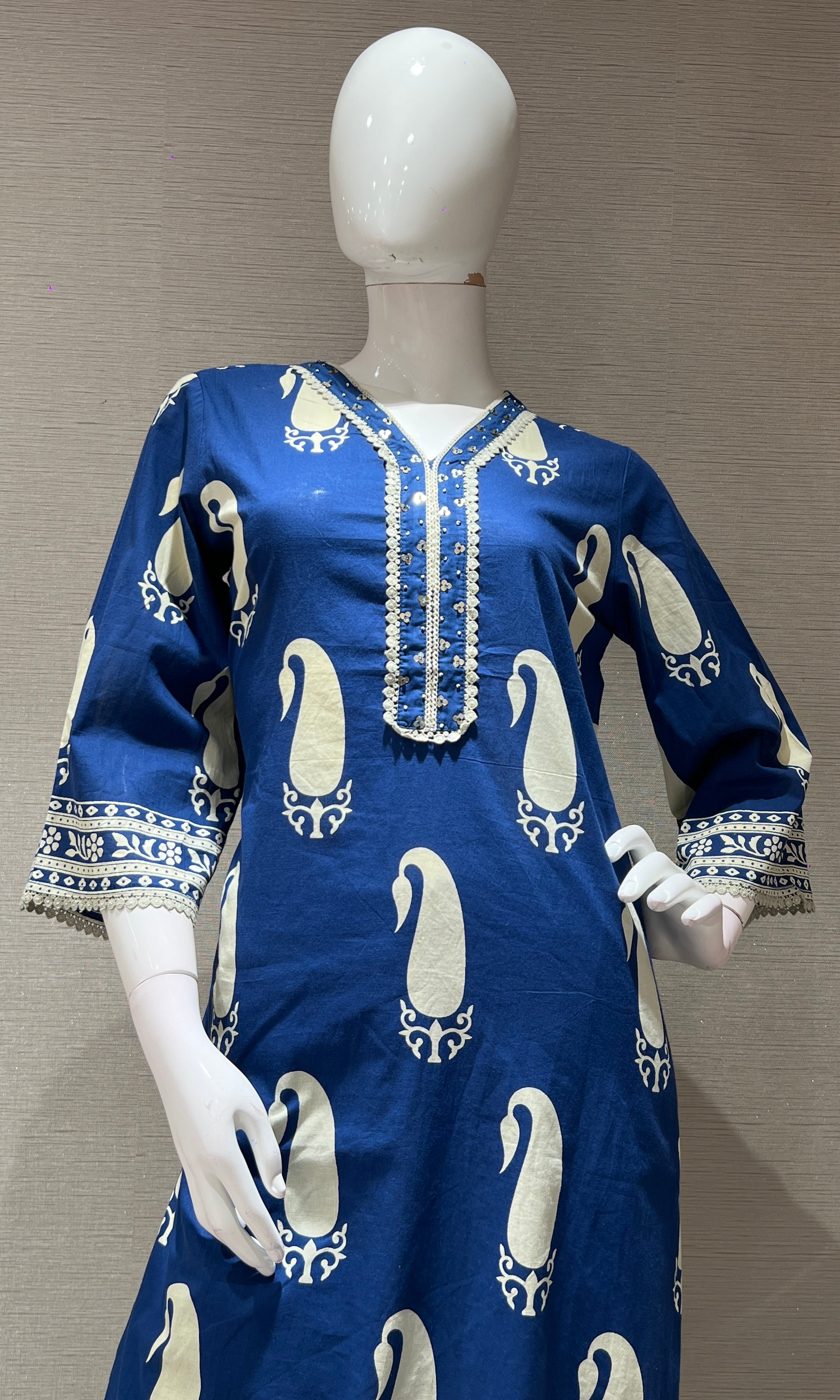 Blue EMBROIDERED PRINTED kurta set