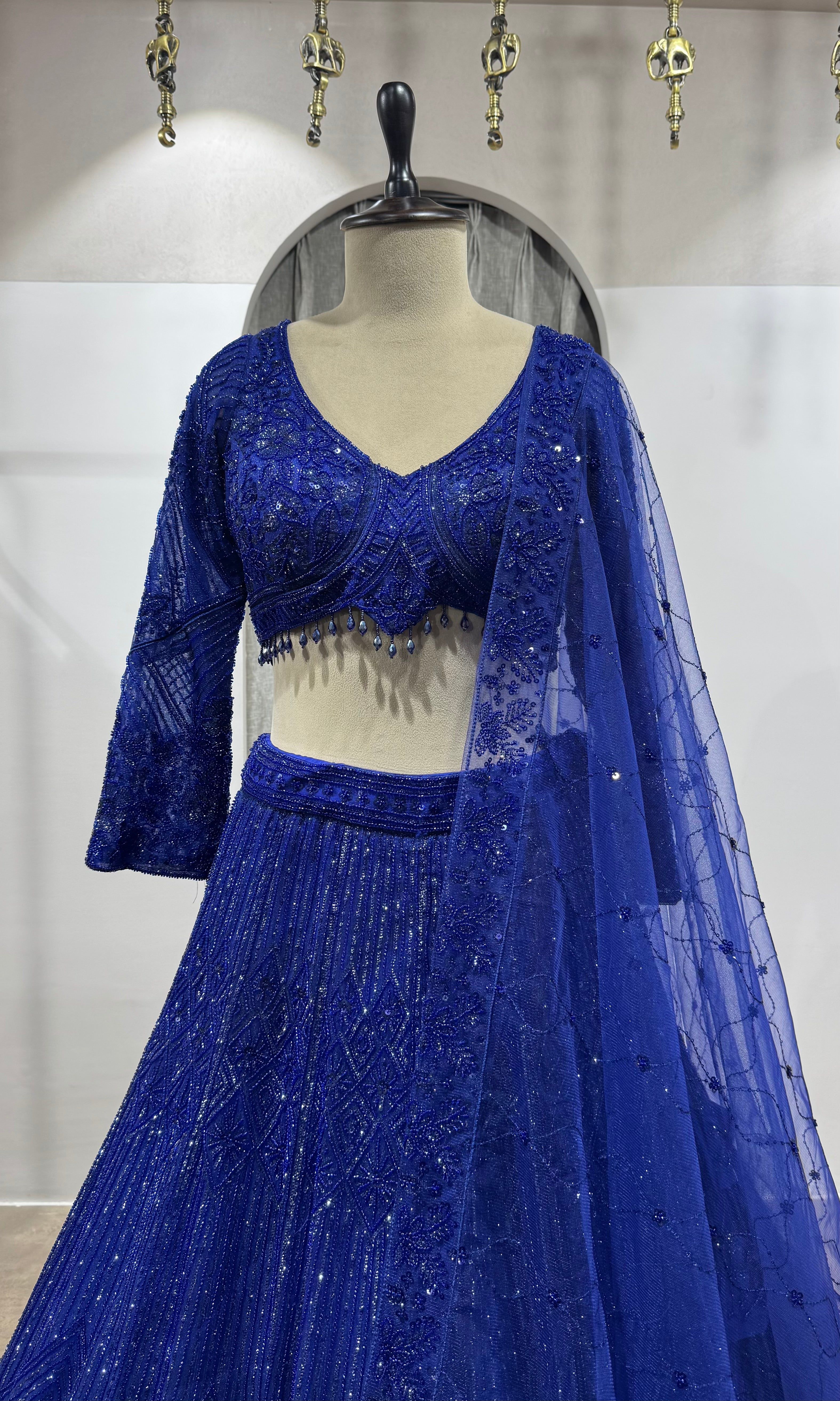 NAVY BLUE CLASSIC CRYSTAL WORK LEHENGA