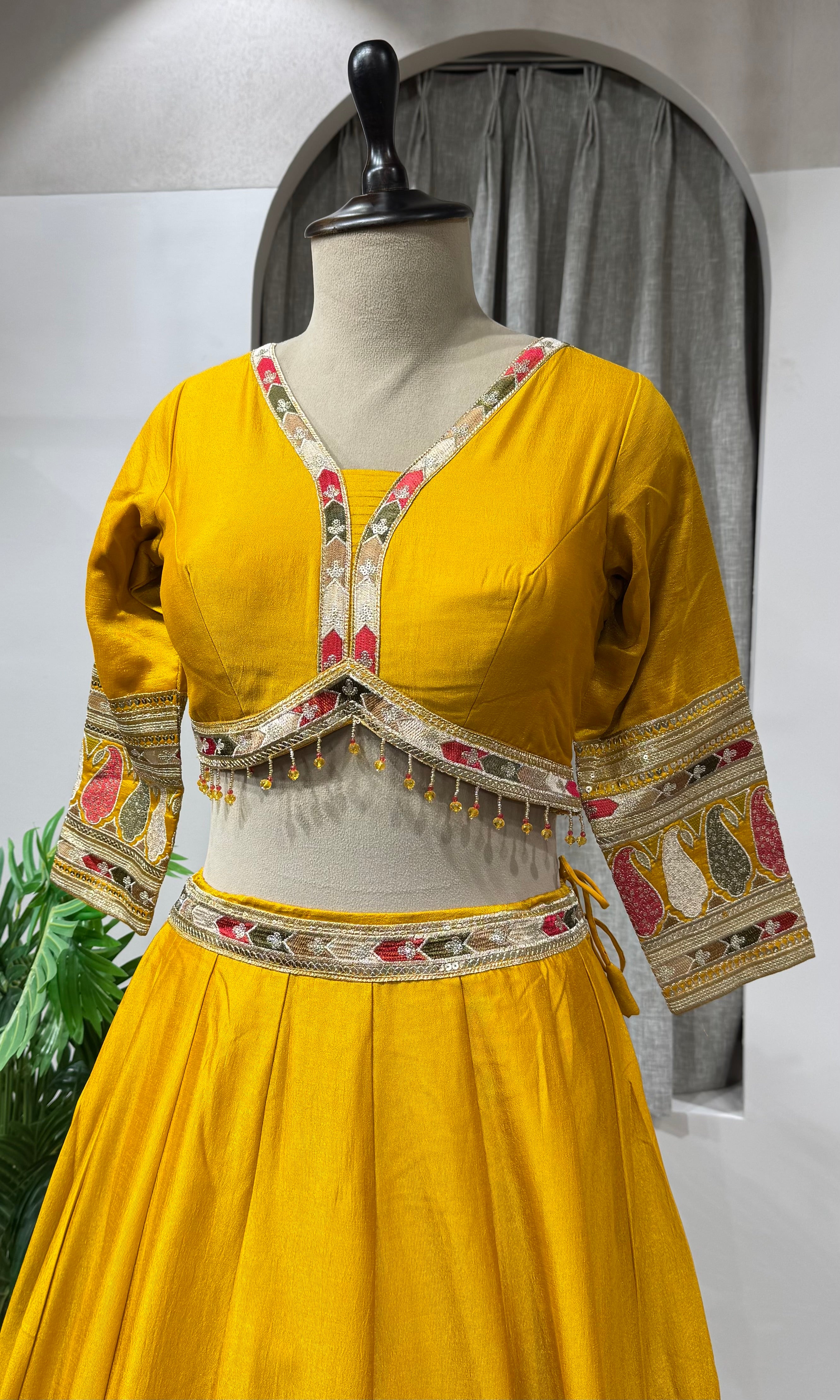 Mustard Yellow Raw Silk Haldi Lehenga Set