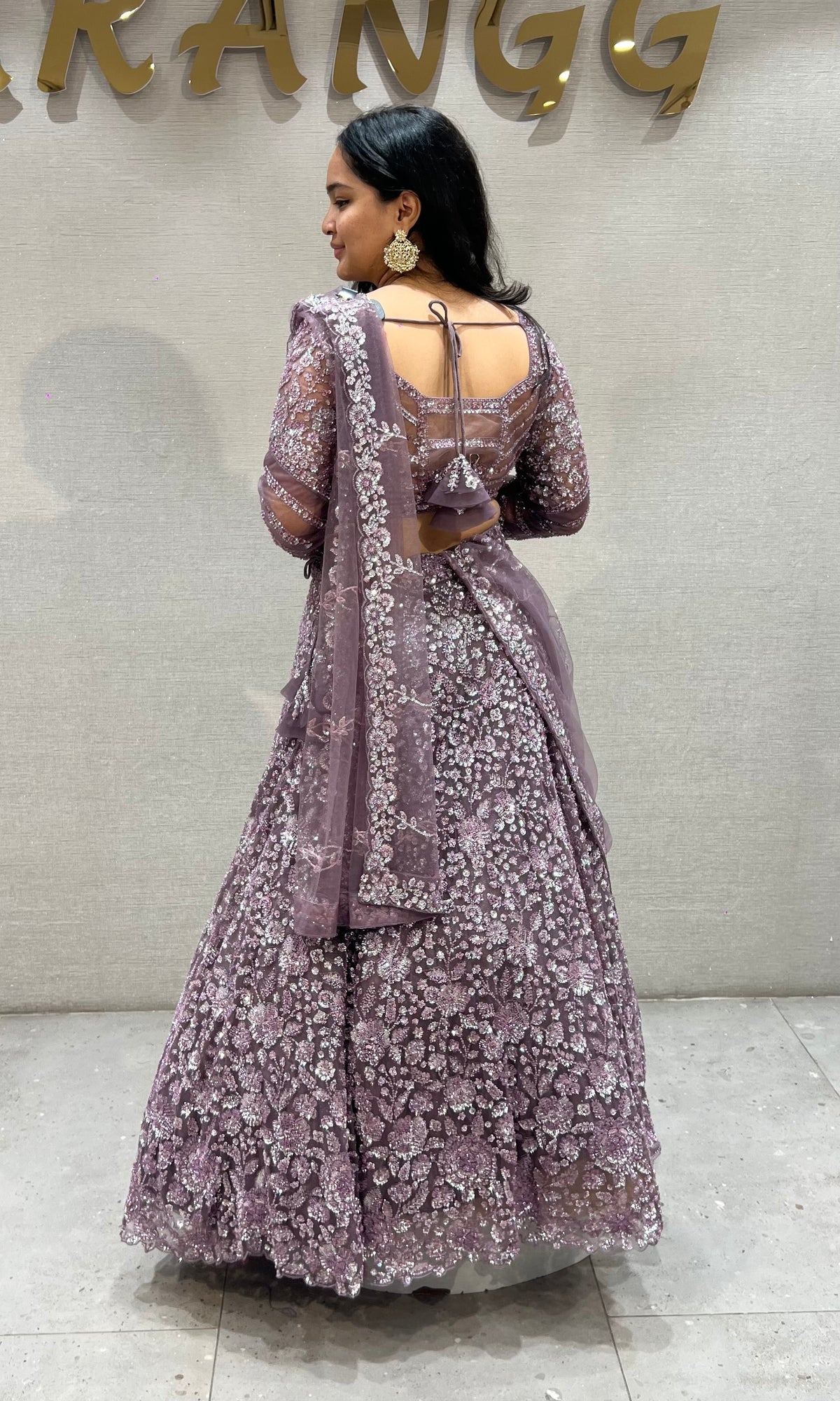 Lilac Floral Embellished Lehenga Set
