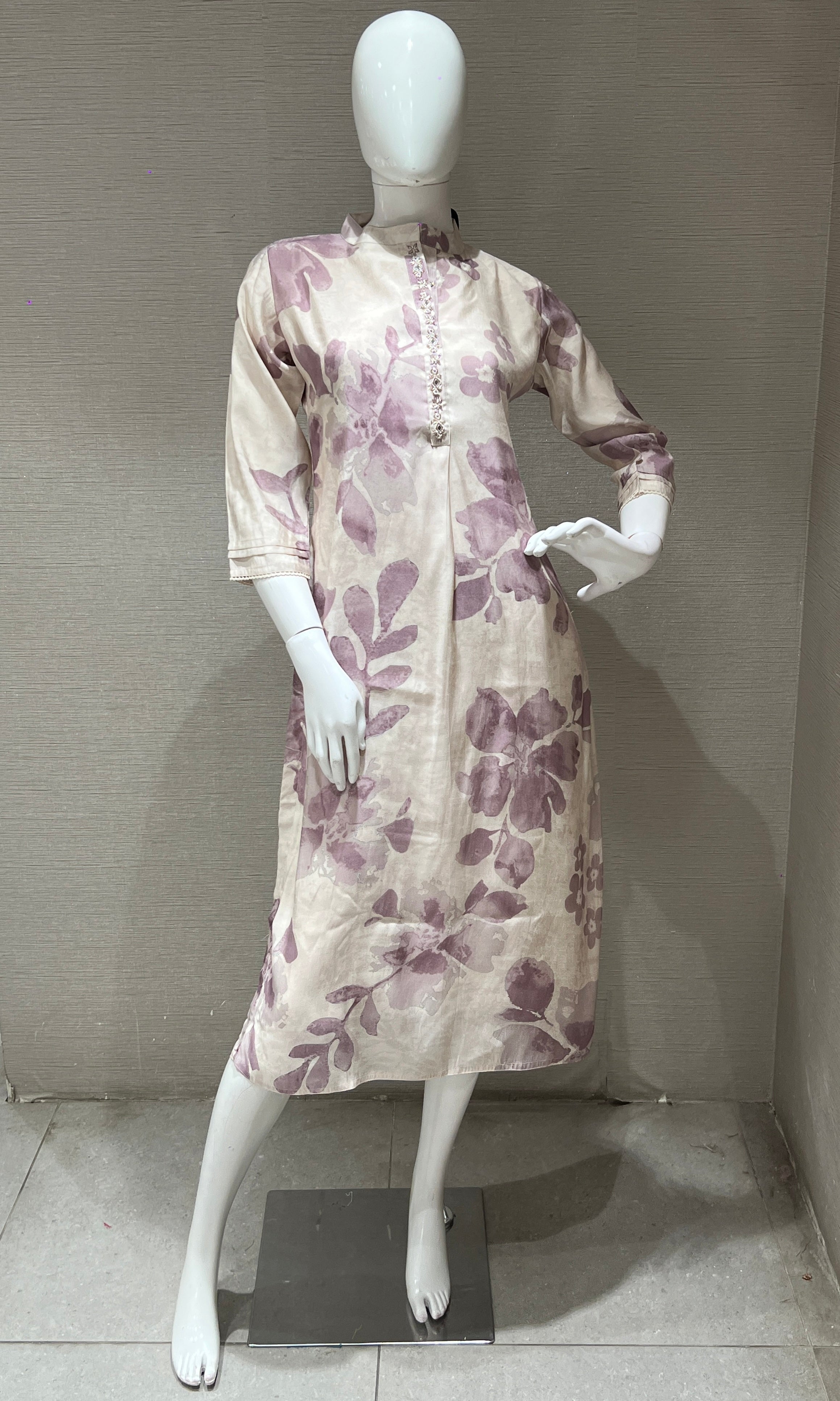 white and lavender floral Kurti top