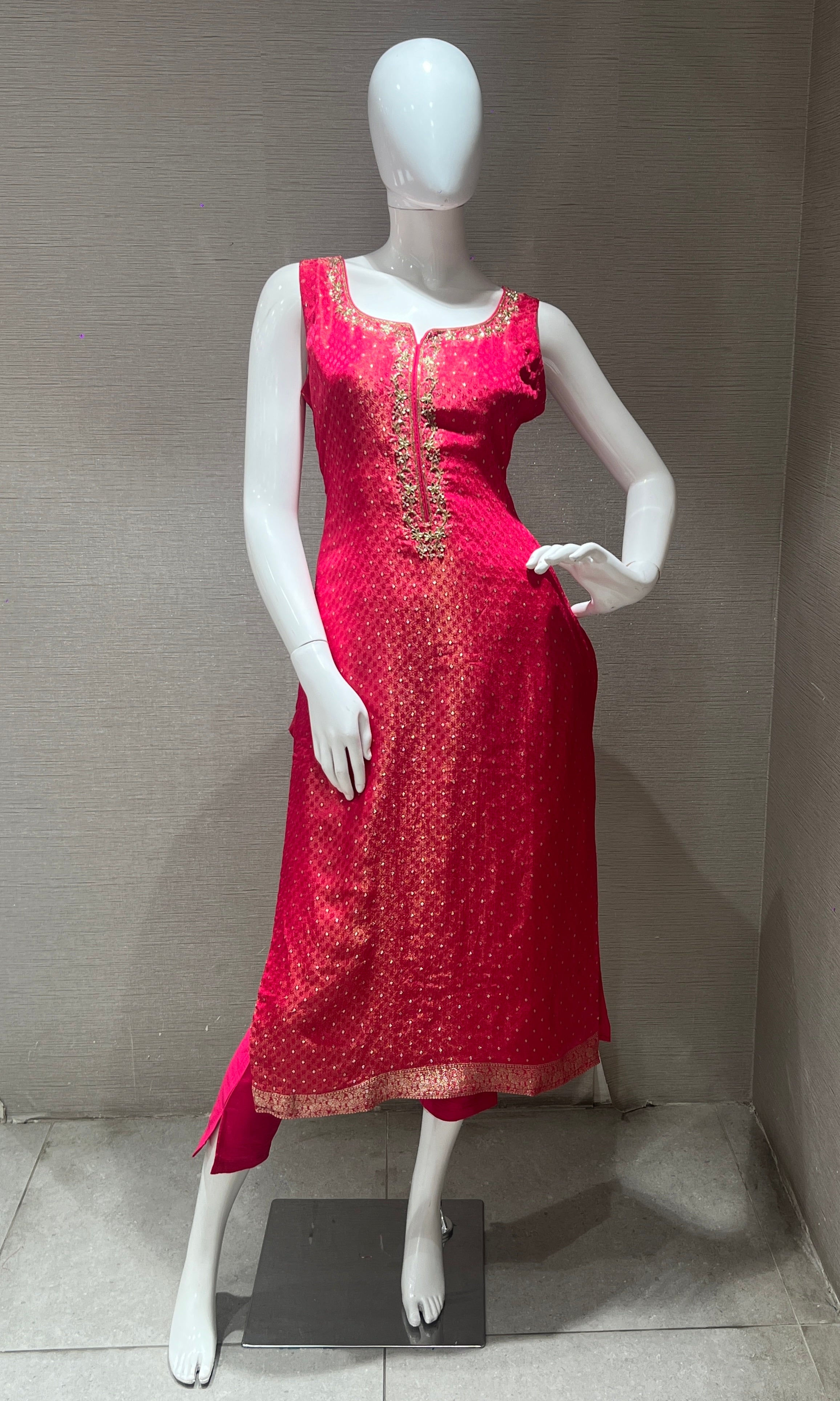 Pink Embroidered Kurta Set with Dupatta