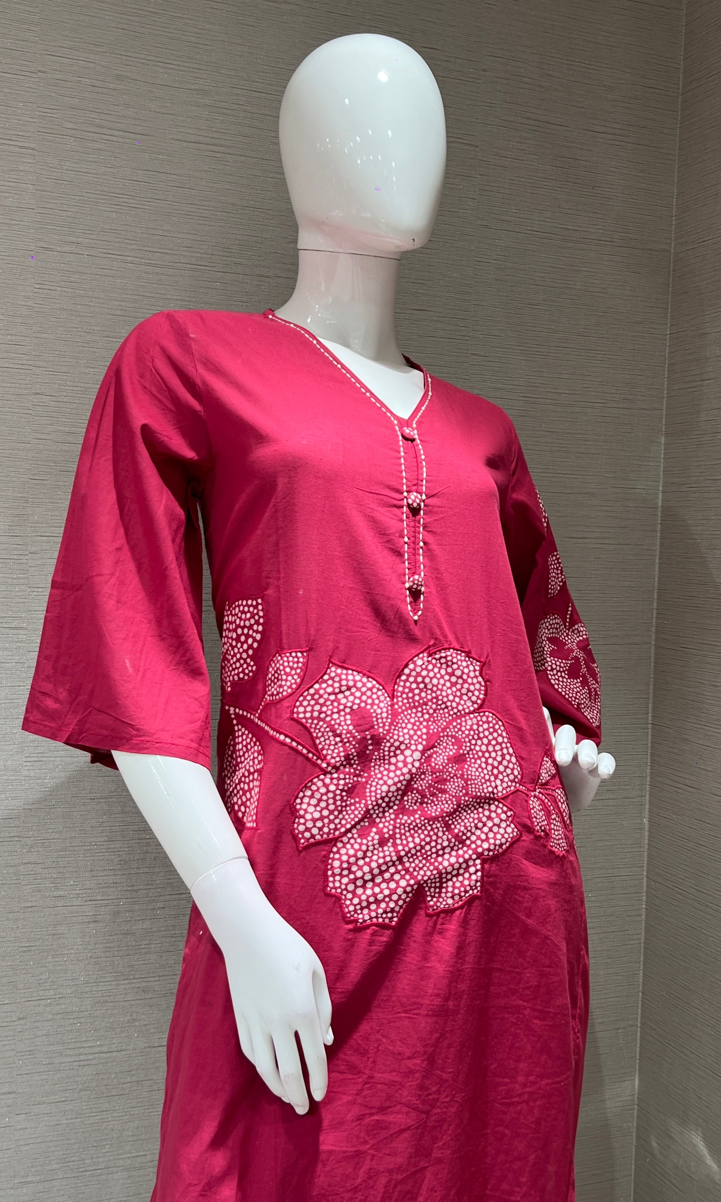 Pink FLORAL EMBROIDERY kurta set