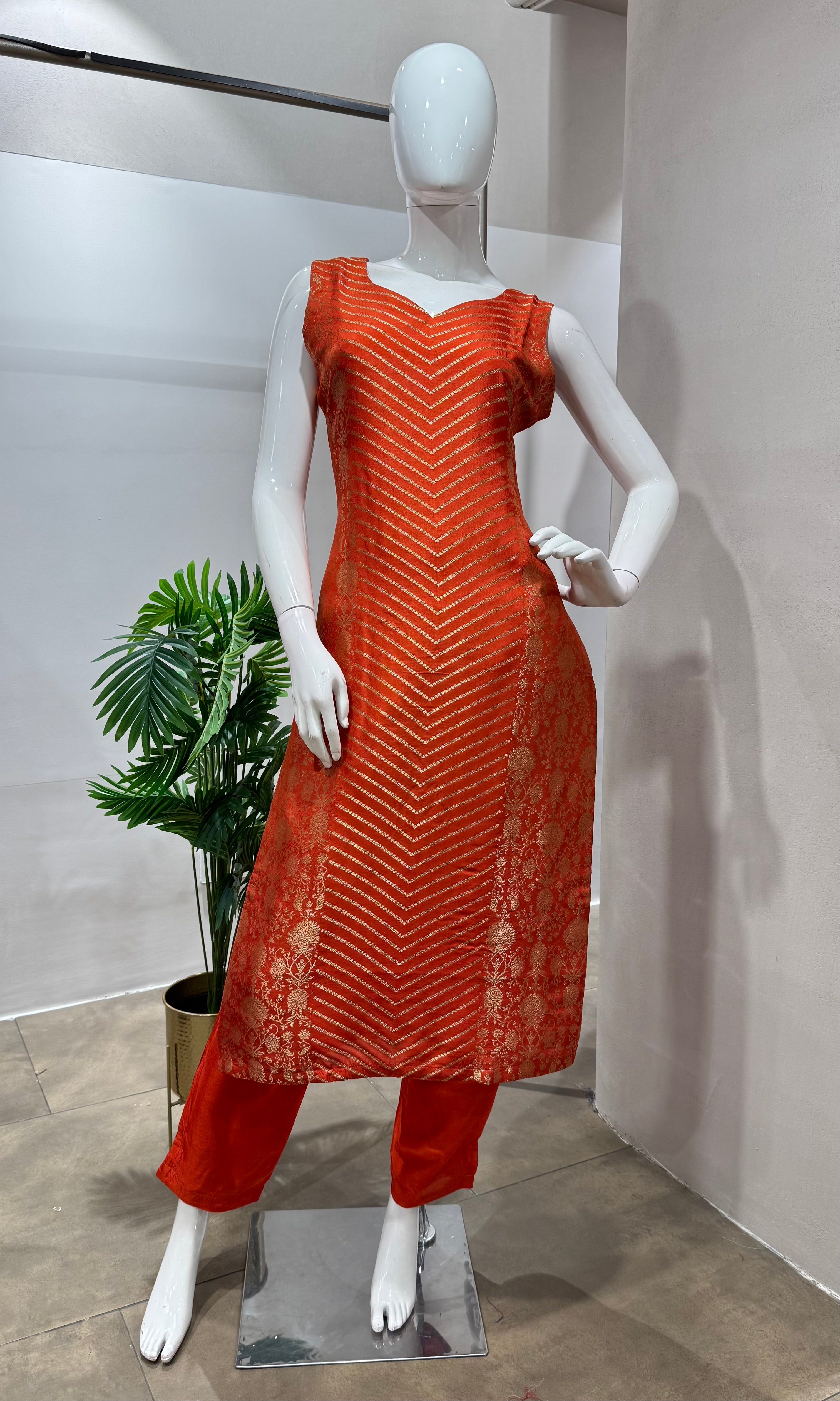 Orange EMBROIDERED KURTA SET
