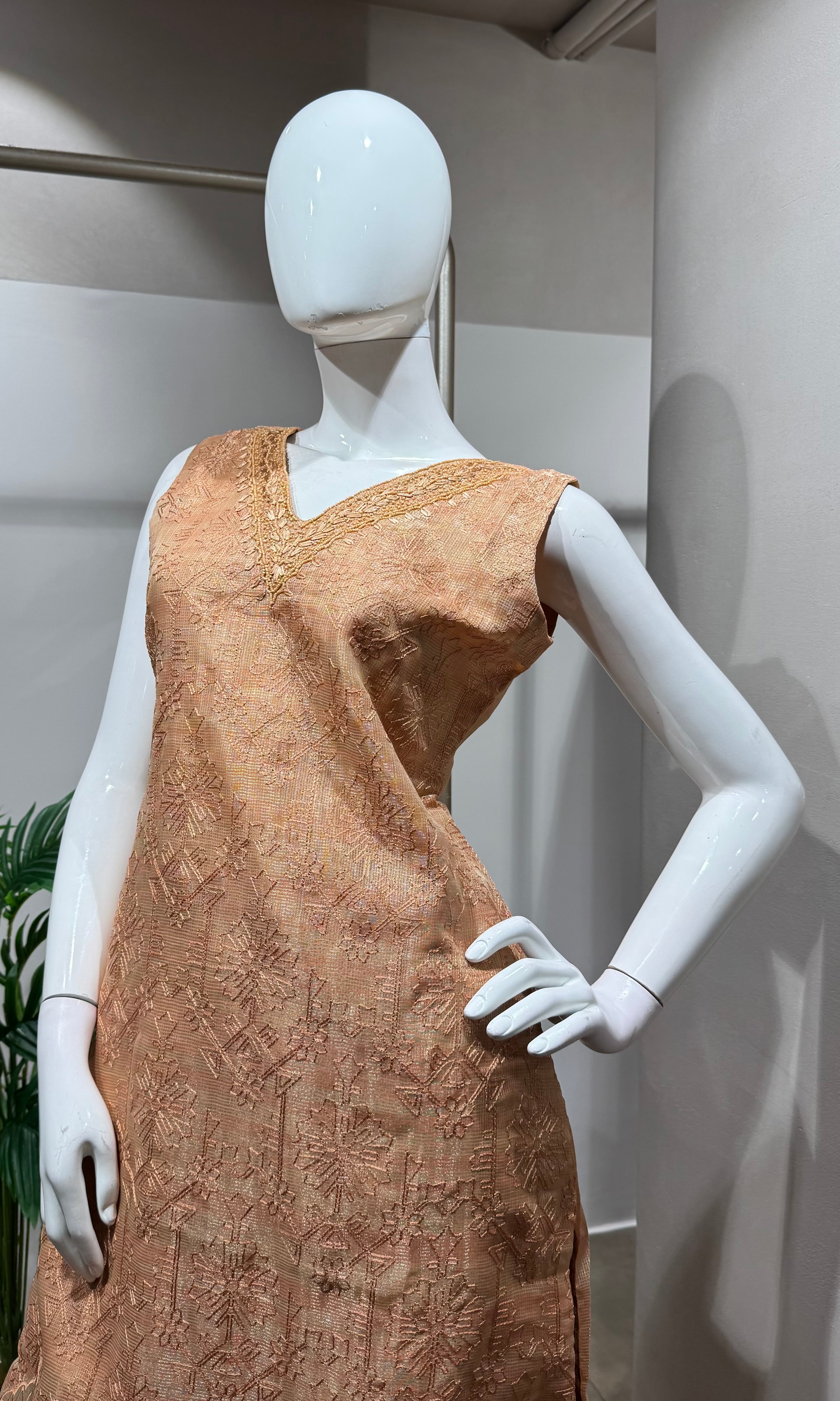 Peach Shimmer Tissue Suit with DUPATTA