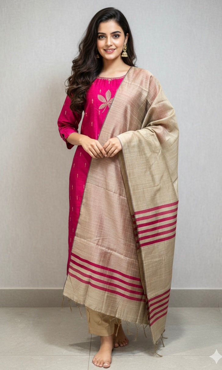 Pink kurta set WITH GOLDEN DUPATTA