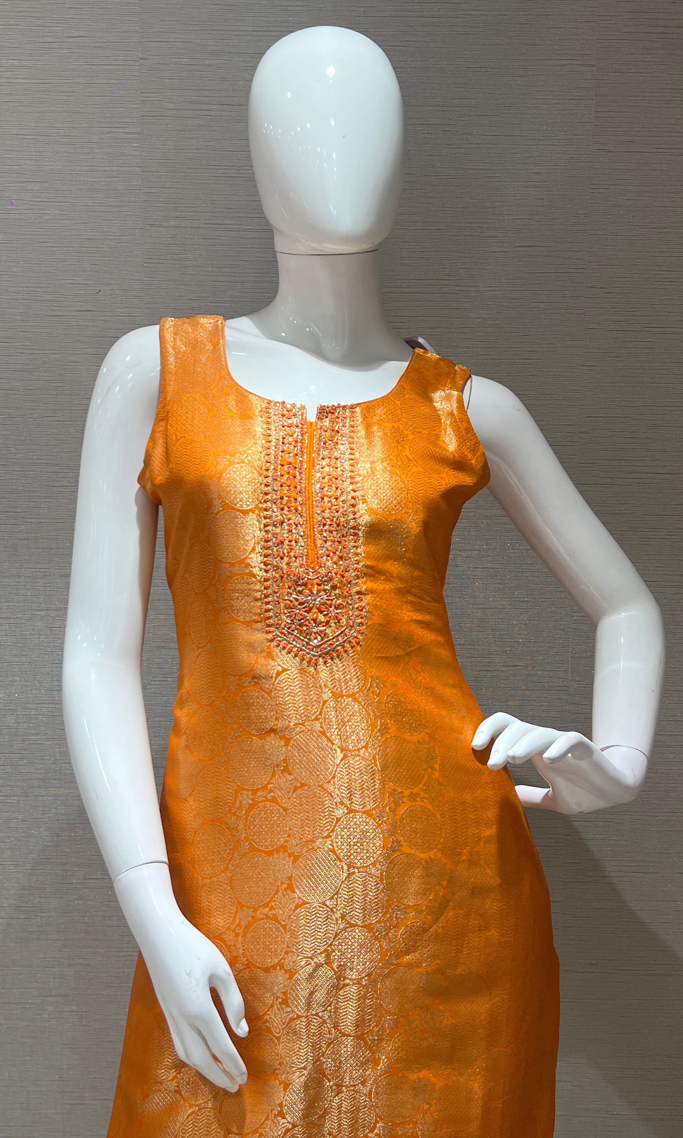 Orange and gold Embellished kurta set