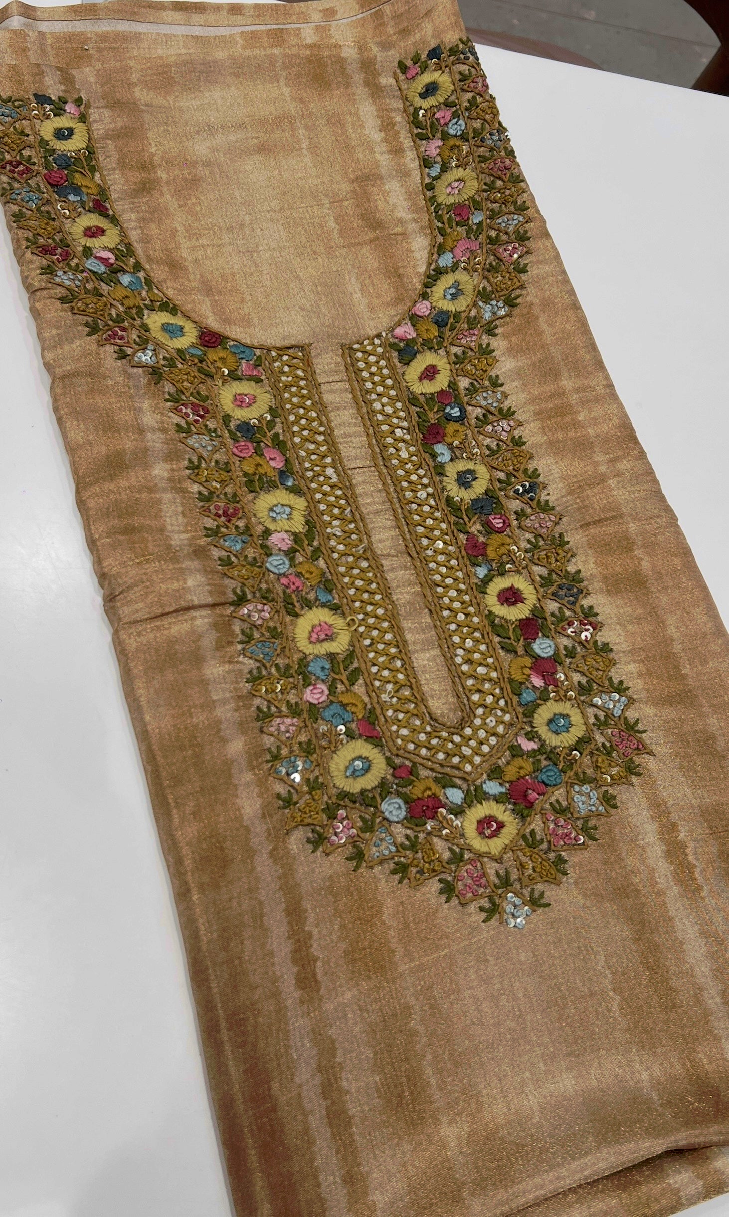 Brown FLORAL dress material