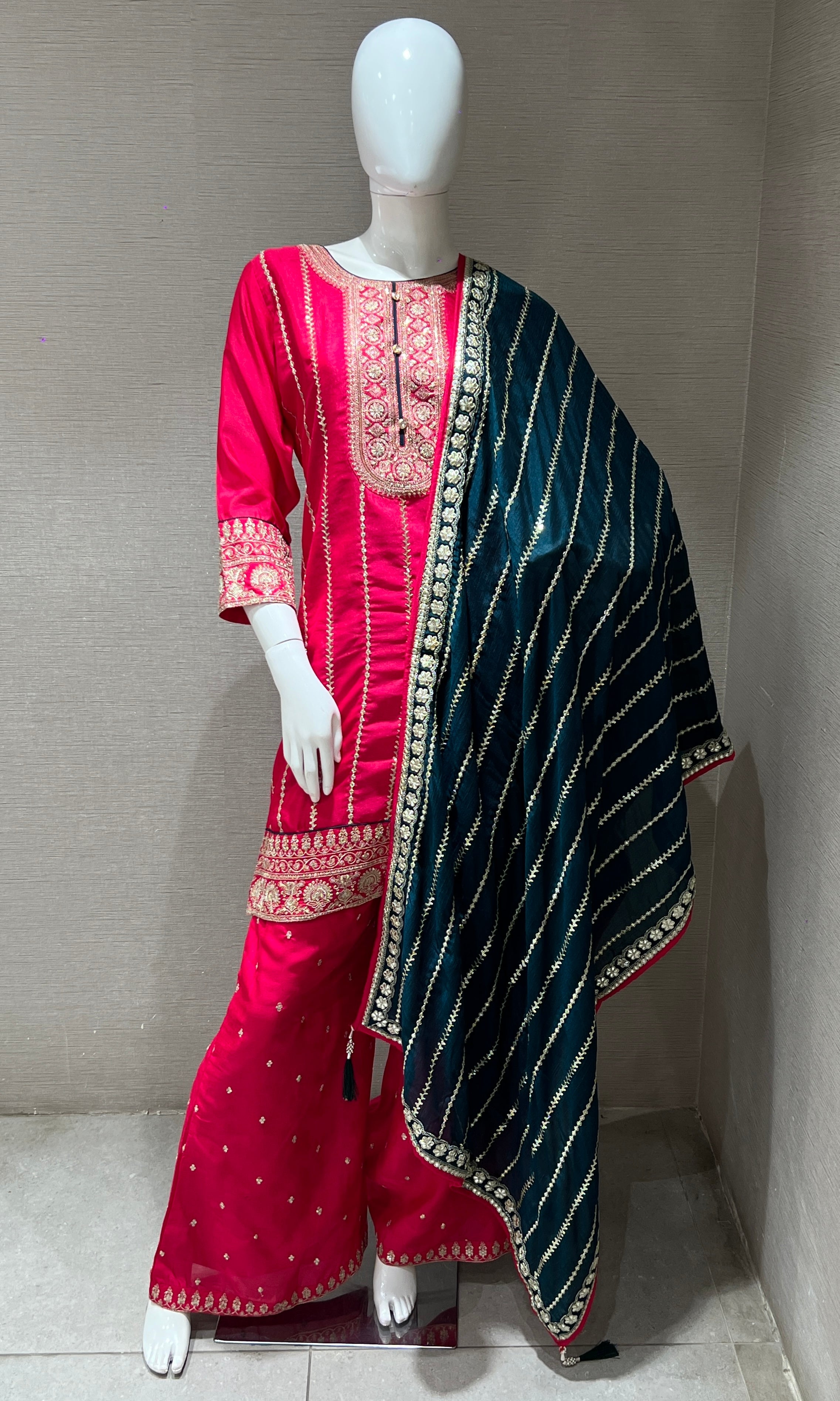 Pink Sharara Set with Contrast Dupatta