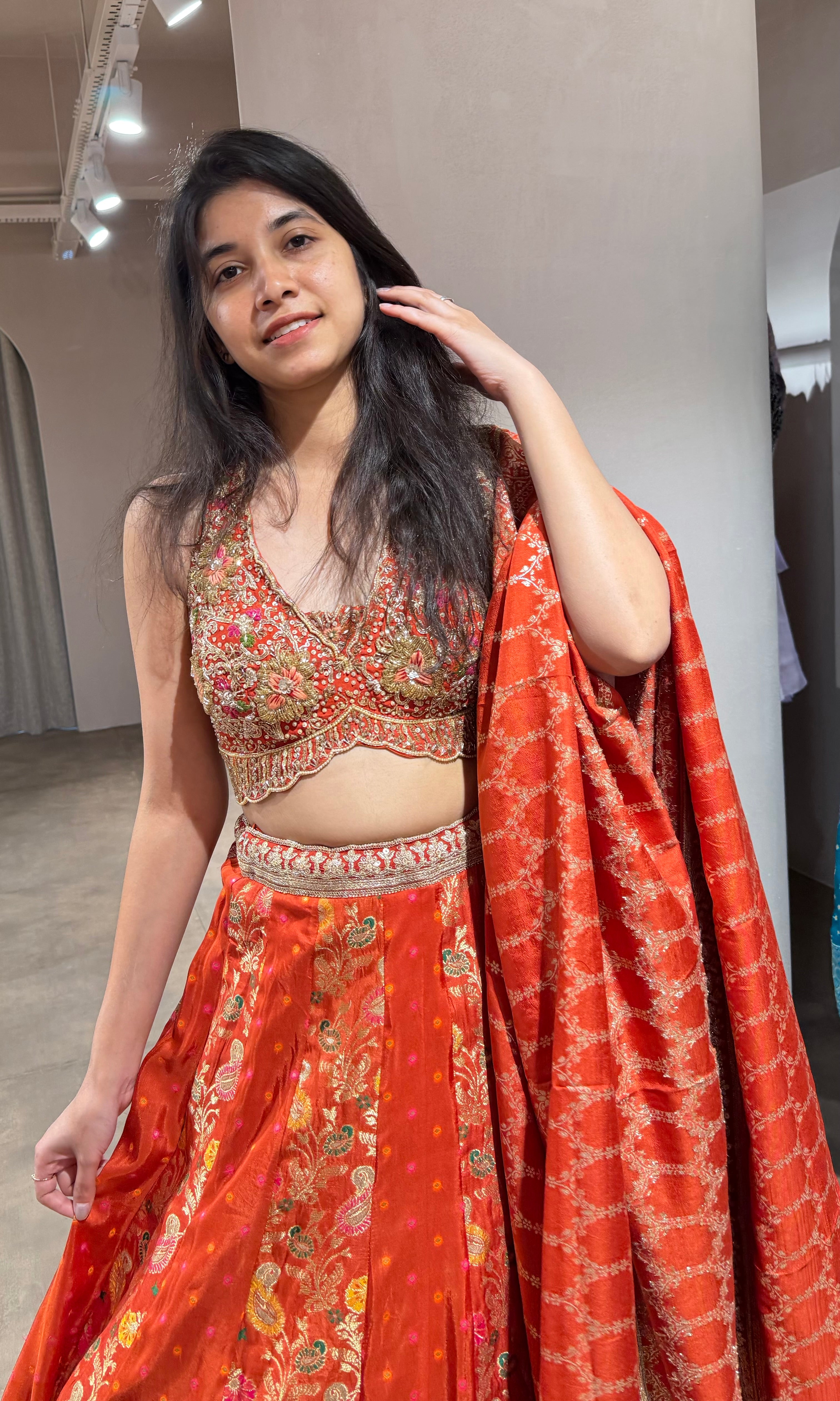 Rust INTRICATE EMBROIDERED LEHENGA
