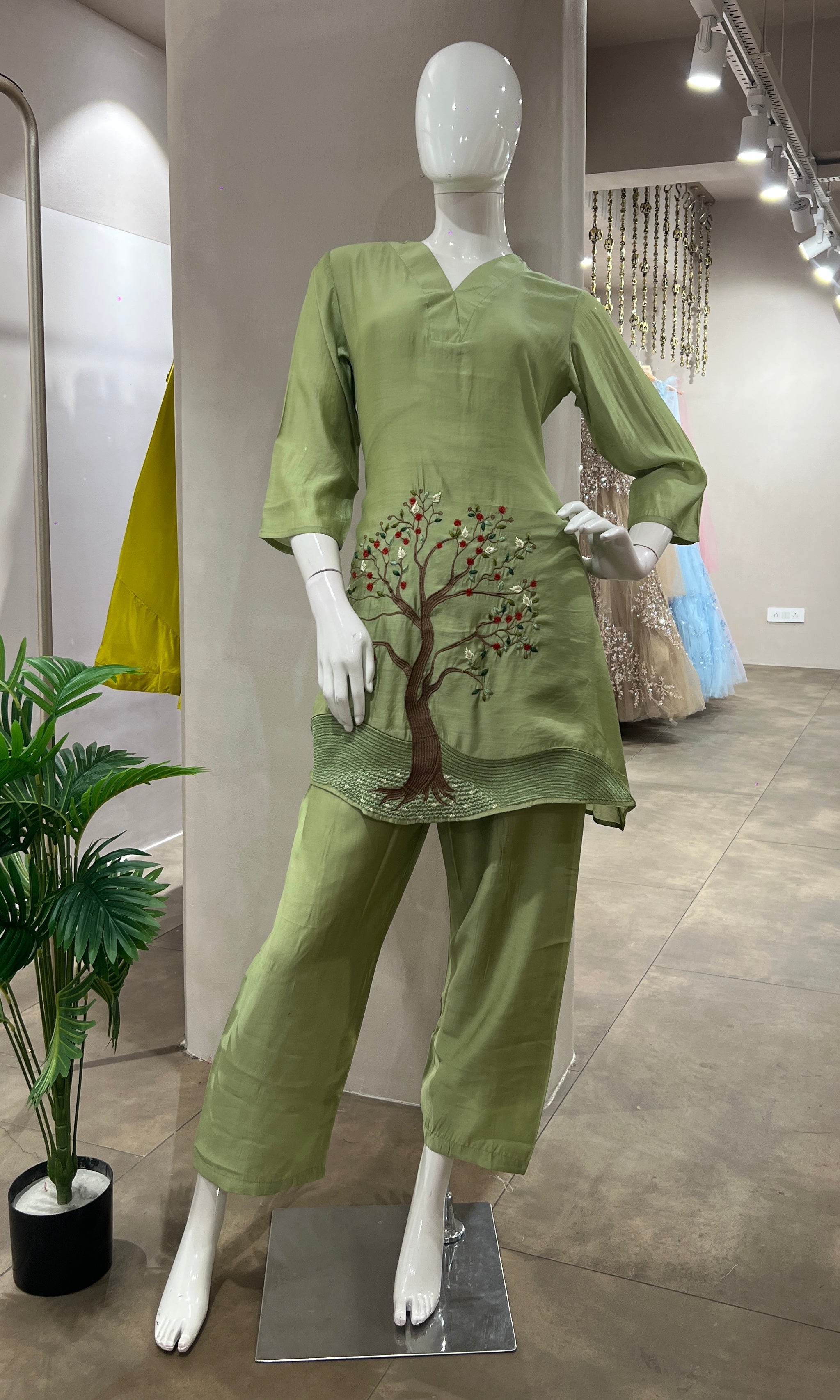 GREEN ETHNIC CORD SET