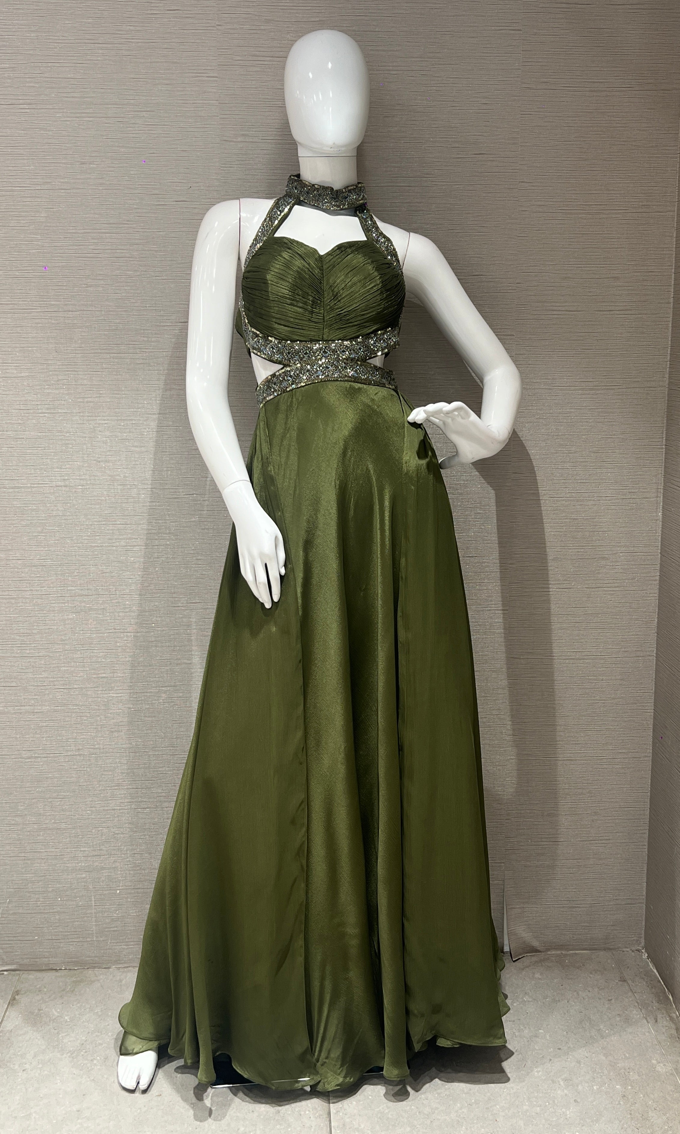 Green long dress